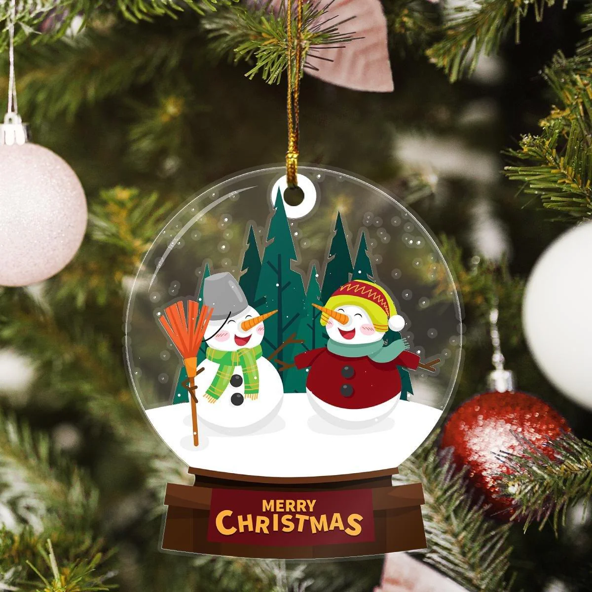 Snowmans merry christmas mica ornament - Image 2