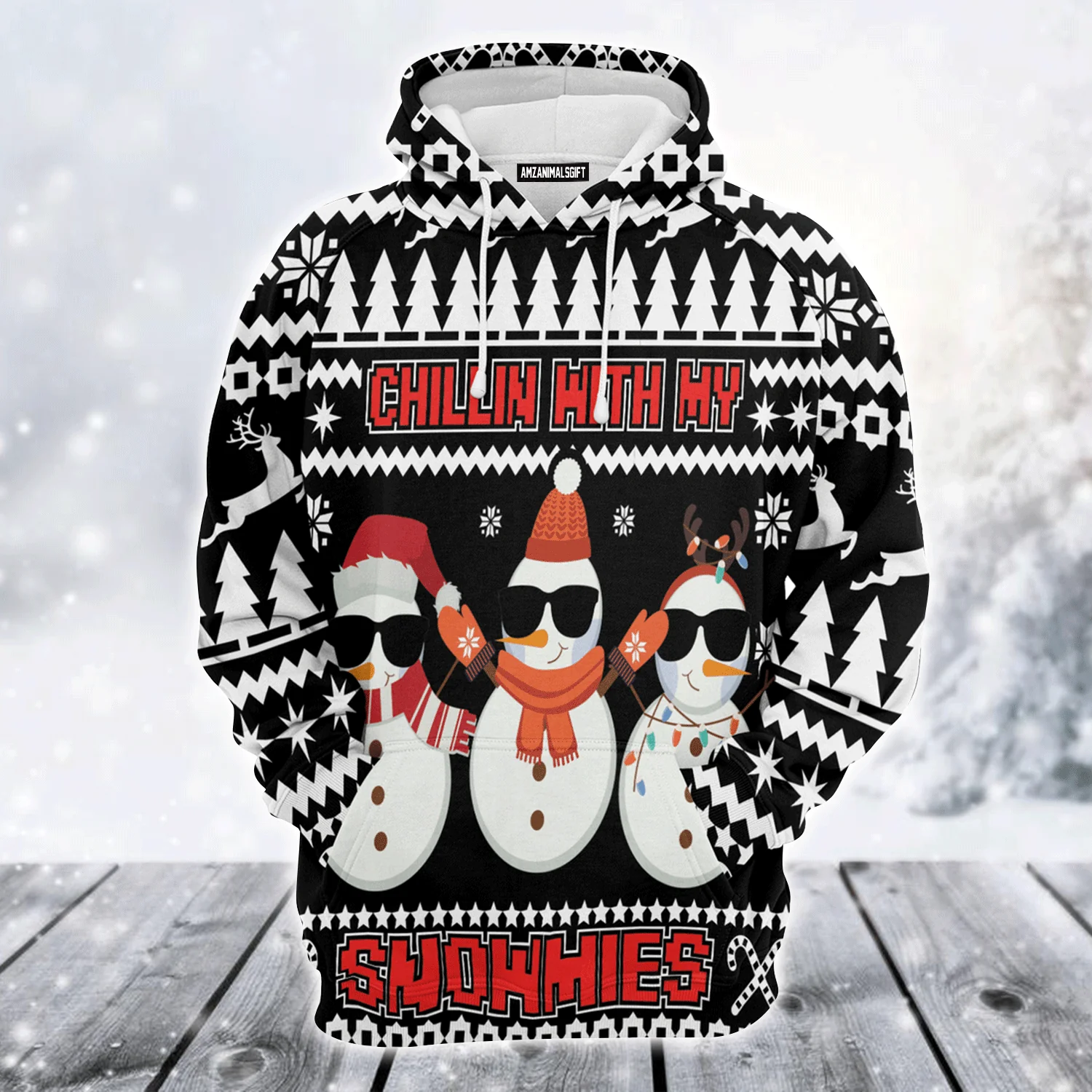 Snowmies Premium Christmas Hoodie, Chillin With My Snowmies Unisex Hoodie For Men & Women - Perfect Gift For Christmas, Snowman Lover