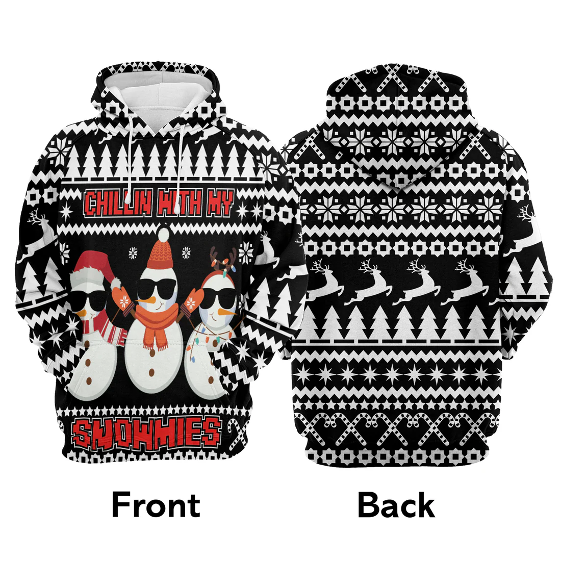 Snowmies Premium Christmas Hoodie, Chillin With My Snowmies Unisex Hoodie For Men & Women - Perfect Gift For Christmas, Snowman Lover - Image 3