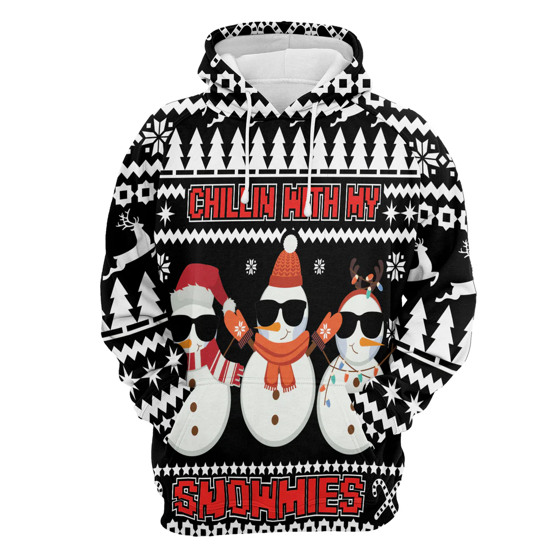 Snowmies Premium Christmas Hoodie, Chillin With My Snowmies Unisex Hoodie For Men & Women - Perfect Gift For Christmas, Snowman Lover - Image 4