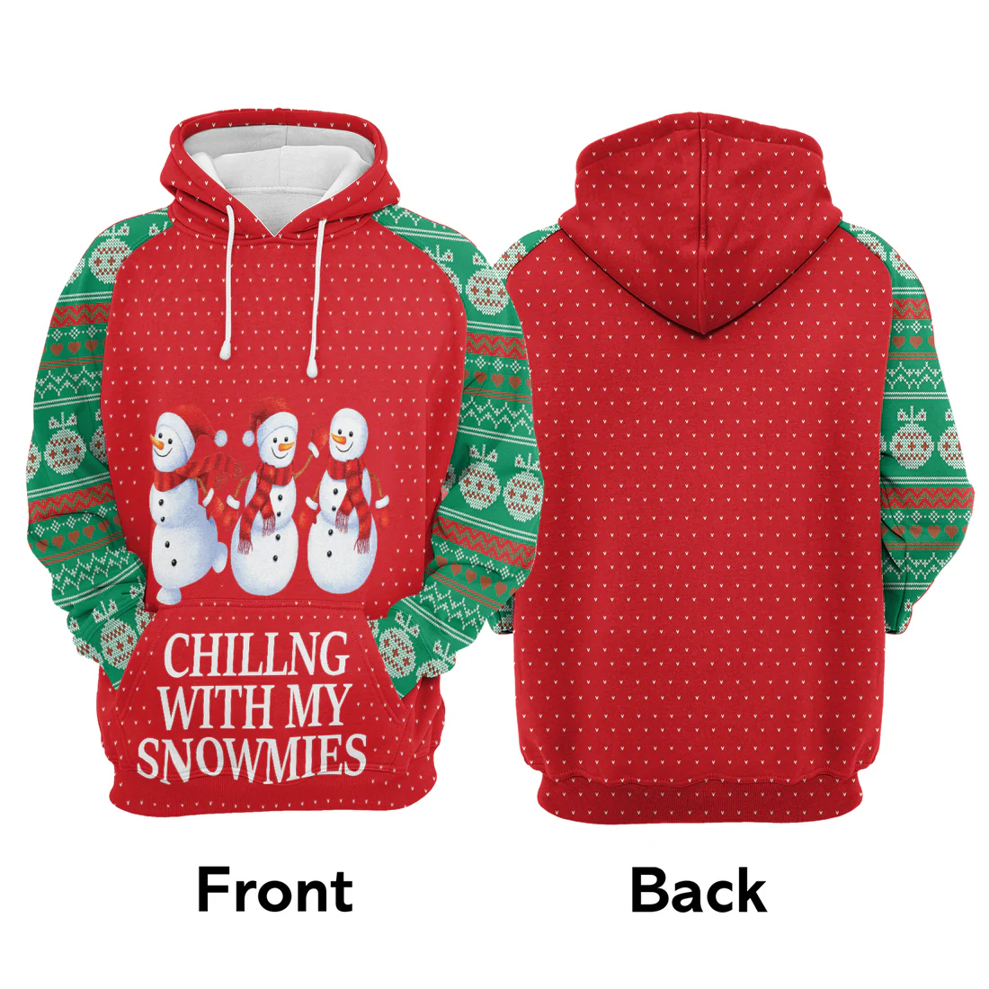 Snowmies Premium Christmas Hoodie, Chilling With My Snowmies Christmas Unisex Hoodie For Men & Women - Perfect Gift For Christmas, Family - Image 3