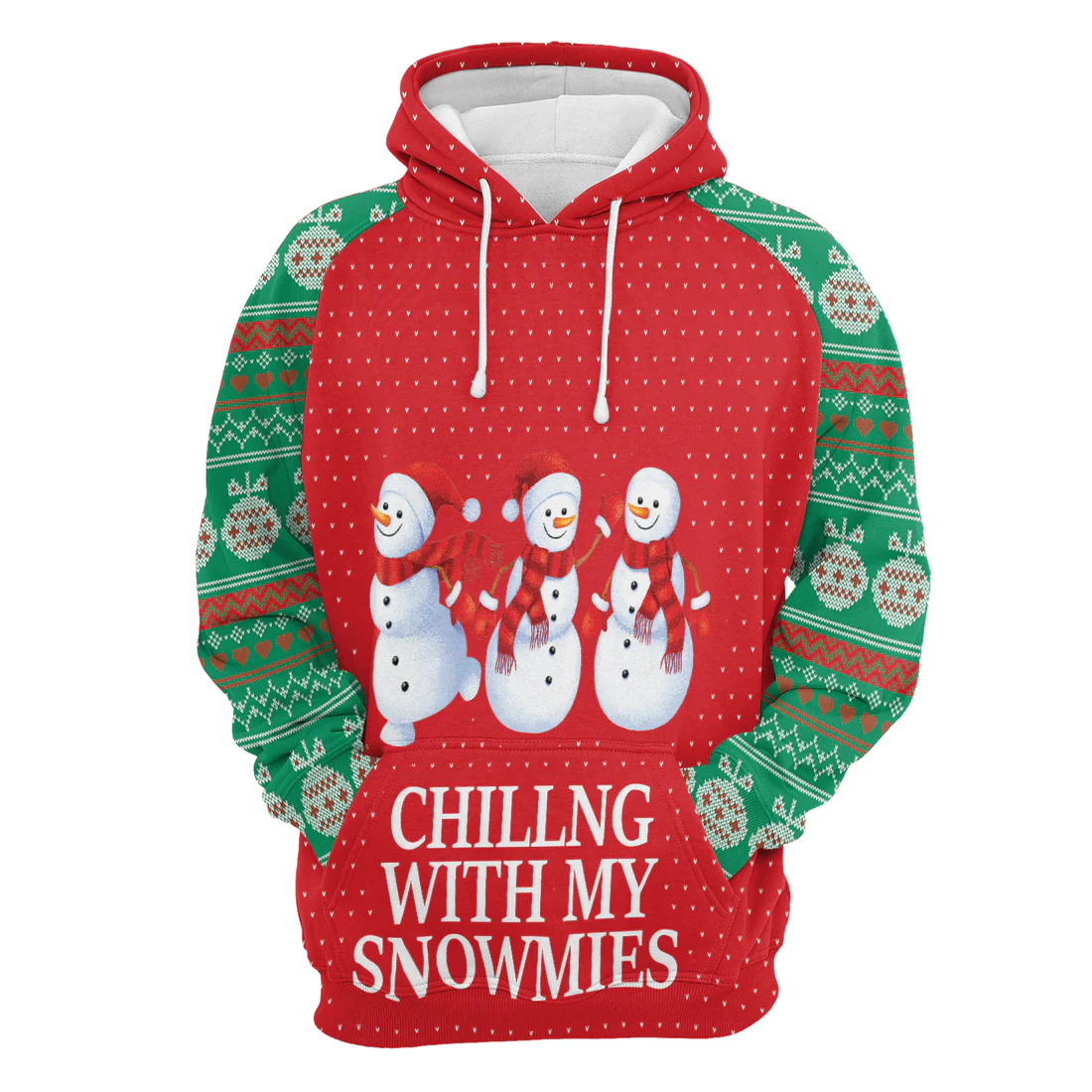 Snowmies Premium Christmas Hoodie, Chilling With My Snowmies Christmas Unisex Hoodie For Men & Women - Perfect Gift For Christmas, Family - Image 4