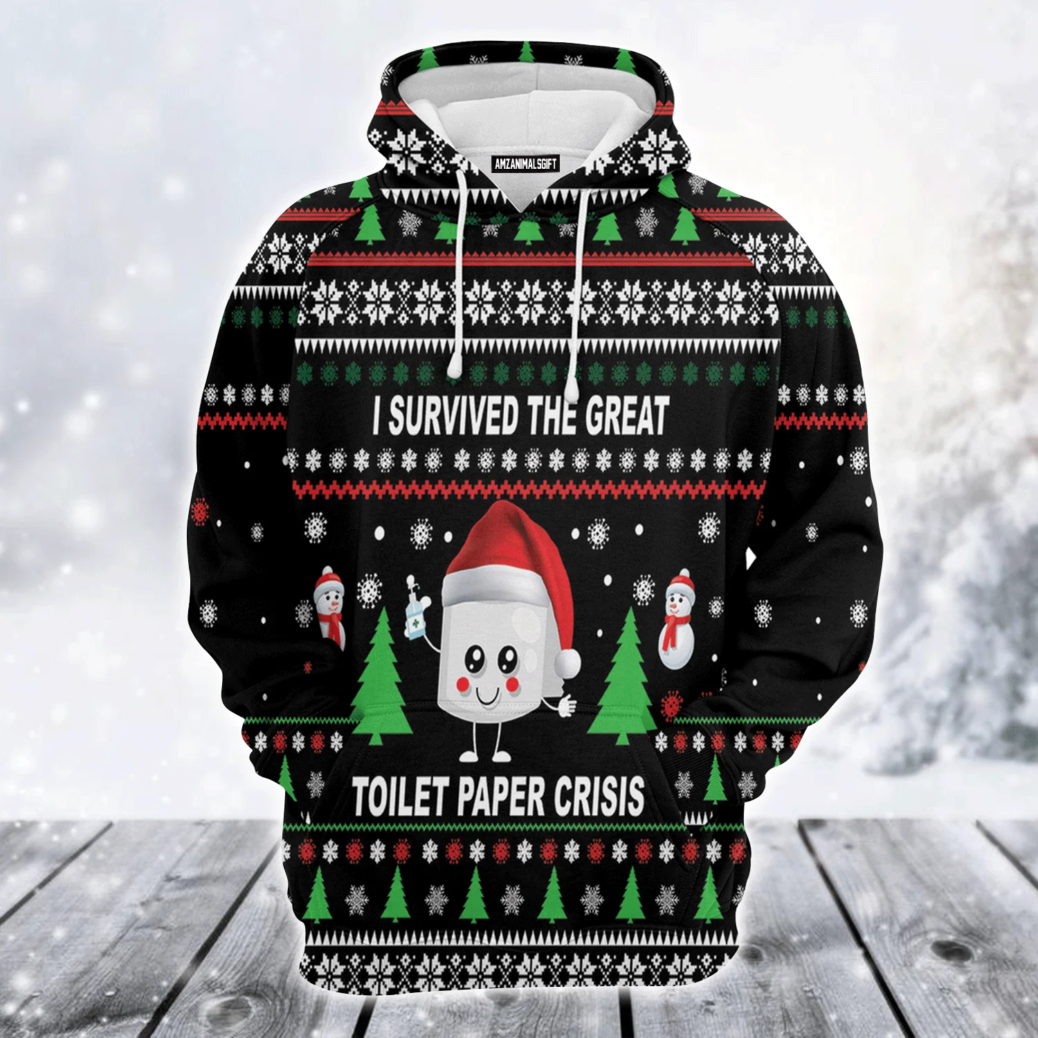 Snowmies Premium Christmas Hoodie, I Survived The Great Toilet Paper Crisis Unisex Hoodie For Men & Women - Perfect Gift For Christmas, Family - Image 2