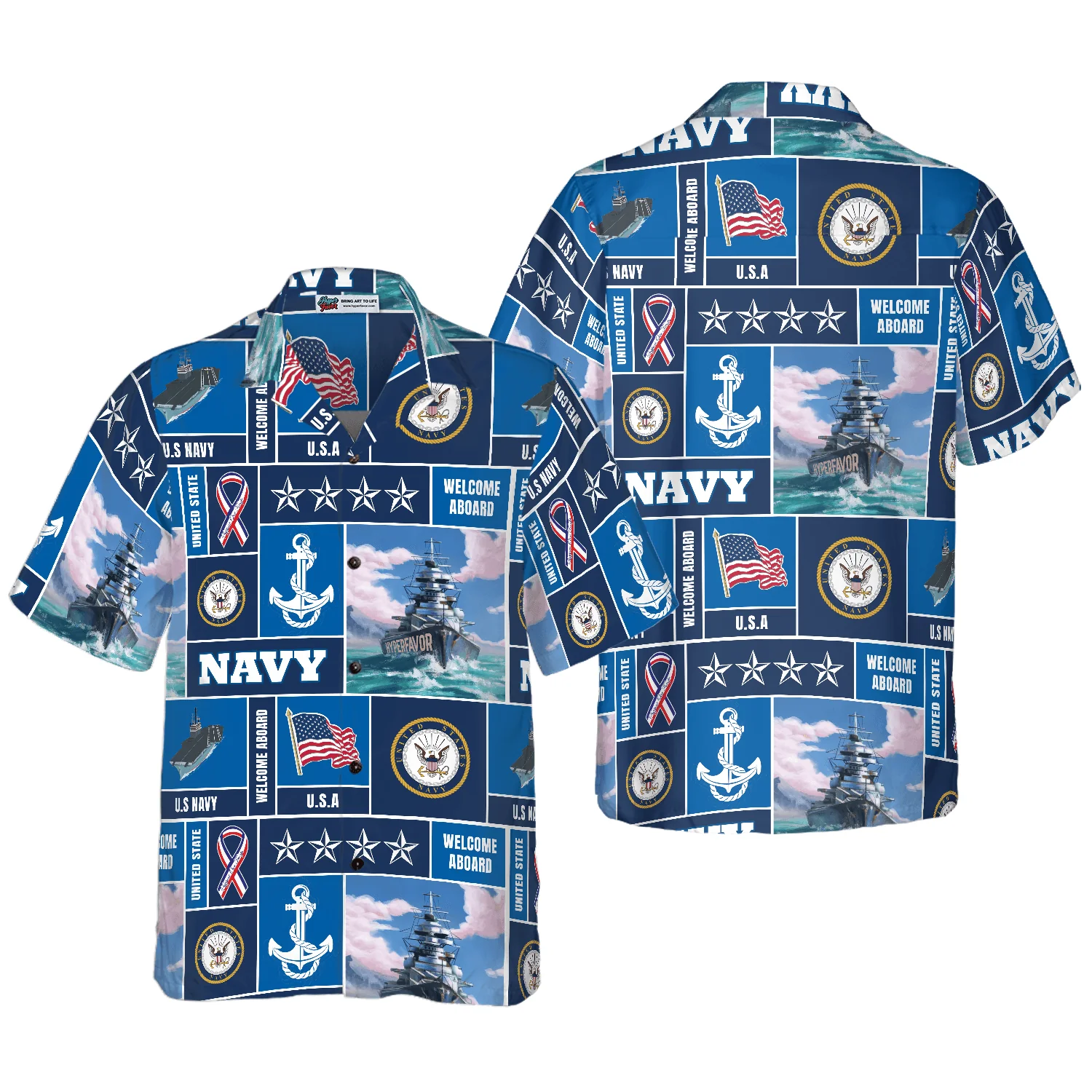 Soldier Hawaiian Shirt, Veteran Soldier US Navy Welcome To Aboard Aloha Shirt For Men - Perfect Gift For Soldier , Husband, Boyfriend, Friend, Family