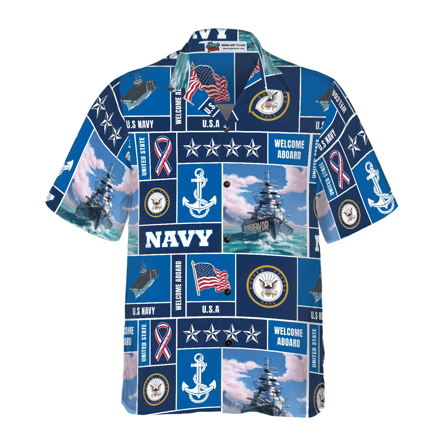 Soldier Hawaiian Shirt, Veteran Soldier US Navy Welcome To Aboard Aloha Shirt For Men - Perfect Gift For Soldier , Husband, Boyfriend, Friend, Family - Image 4
