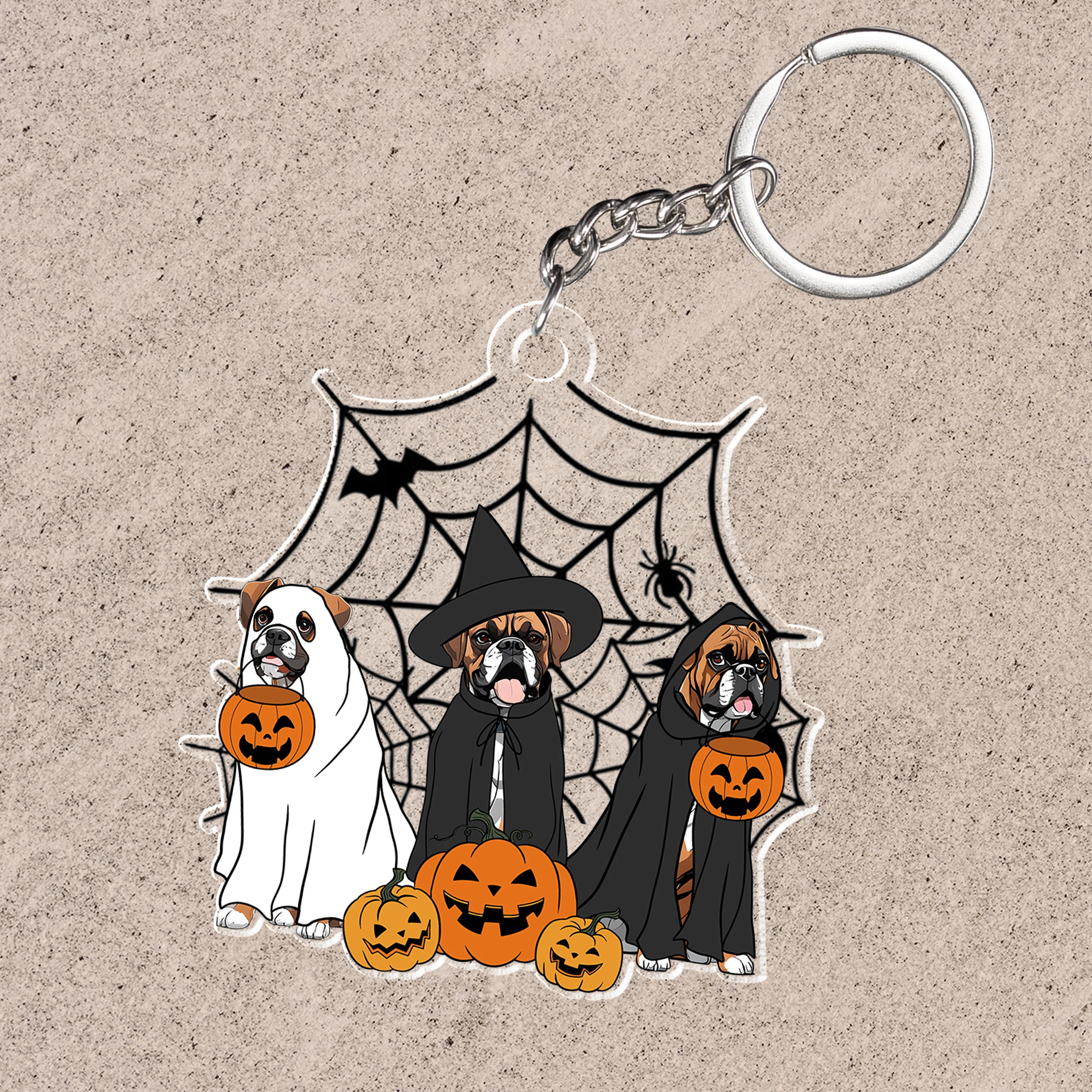 Spooky Ghost And Witch Boxer Dog Acrylic Halloween Car Ornament, Spooky Decoration For Boxer Mom, Dog Dad - Image 4