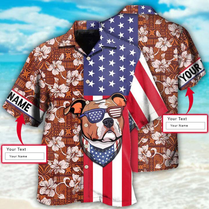 Staffordshire Bull Terrier Custom Aloha Hawaii Shirt - Custom Name Dog America Tropical Floral Personalized Hawaiian Shirt For Summer - Perfect Gift For Dog Lovers, Friend, Family