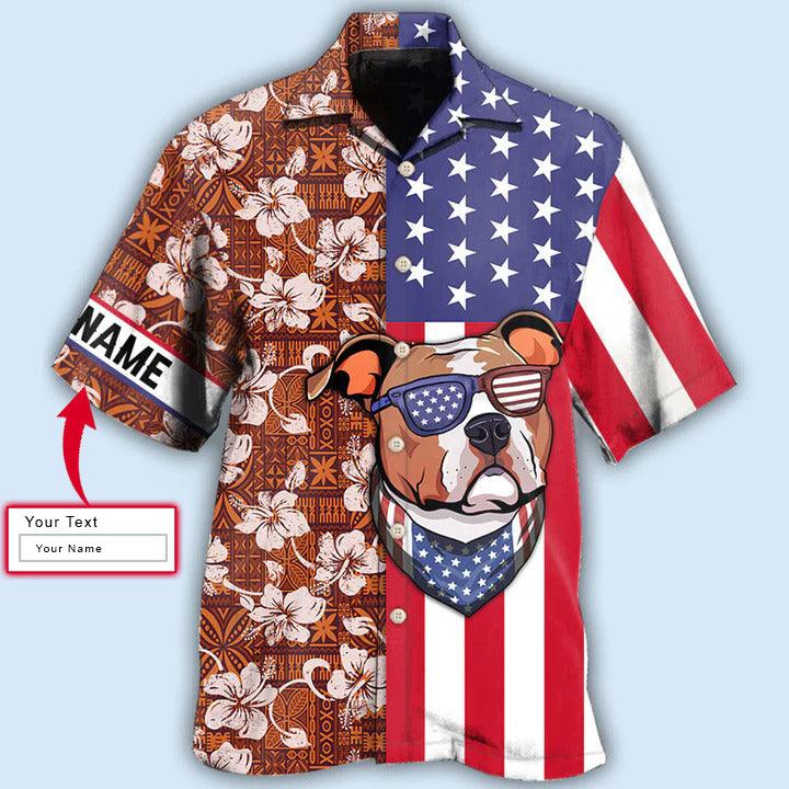 Staffordshire Bull Terrier Custom Aloha Hawaii Shirt - Custom Name Dog America Tropical Floral Personalized Hawaiian Shirt For Summer - Perfect Gift For Dog Lovers, Friend, Family - Image 2