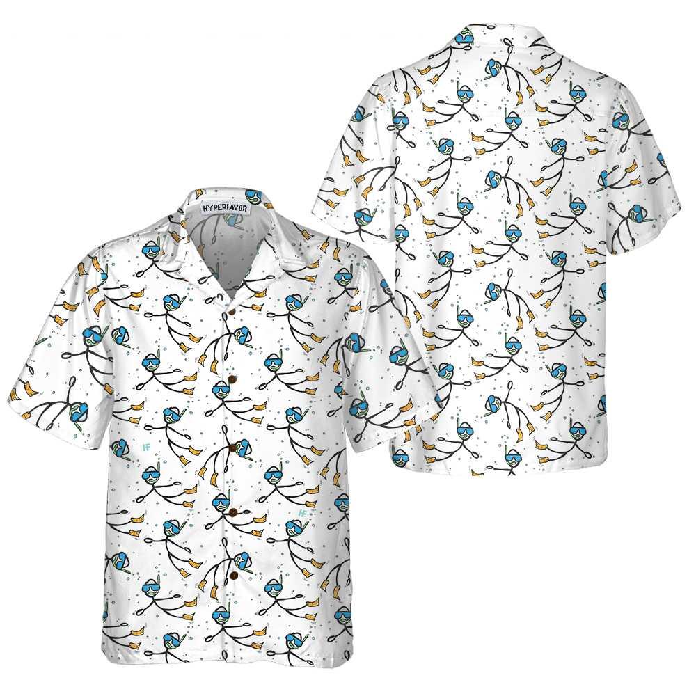 Stickfigures Scuba Diving Aloha Hawaiian Shirt For Summer, Scuba Diving Hawaiian Shirt For Men Women Adults, Best Gift For Friend, Scuba Diving Lovers
