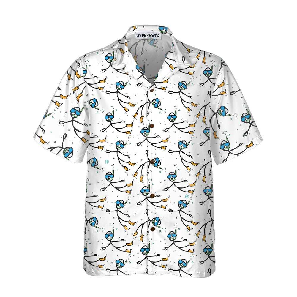 Stickfigures Scuba Diving Aloha Hawaiian Shirt For Summer, Scuba Diving Hawaiian Shirt For Men Women Adults, Best Gift For Friend, Scuba Diving Lovers - Image 3