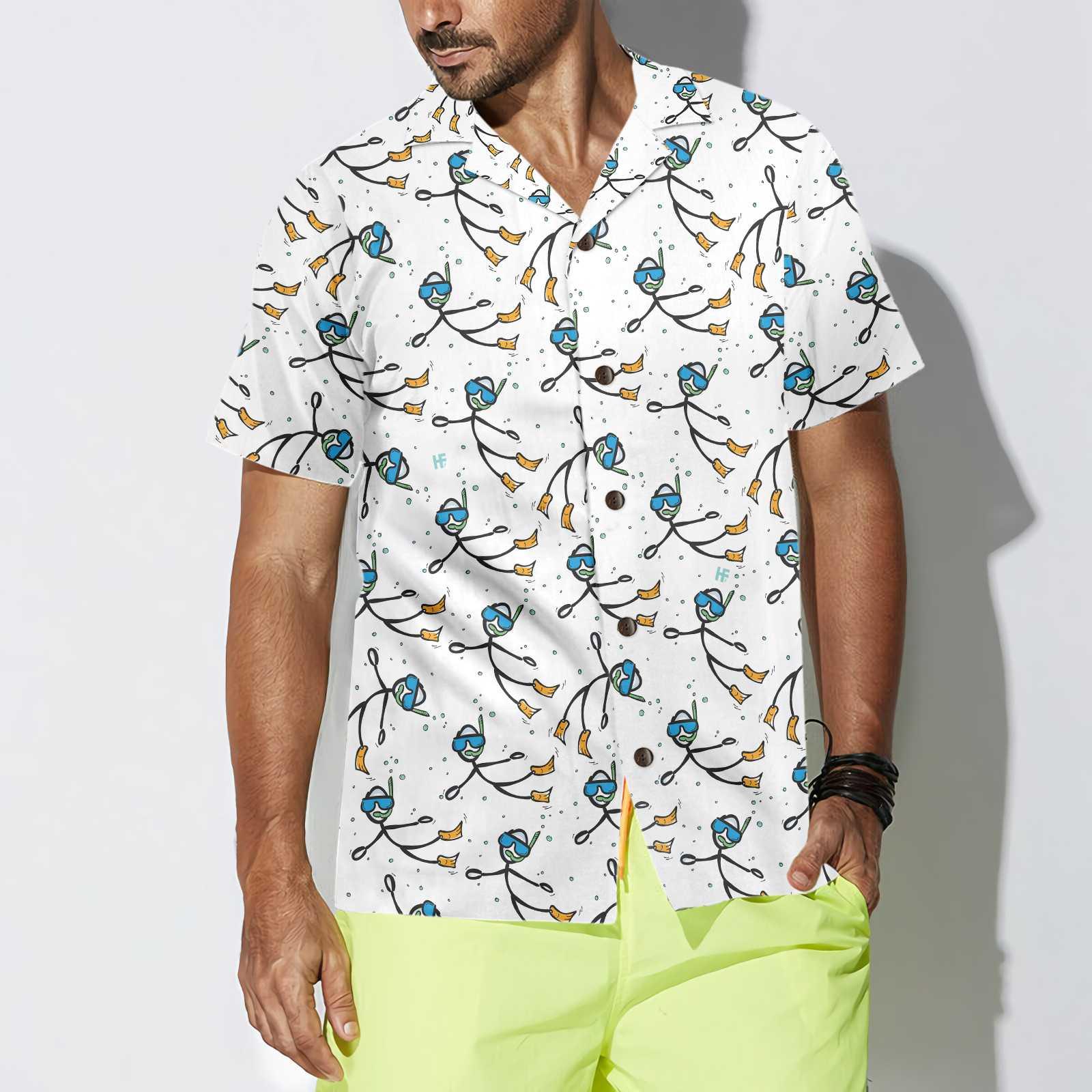 Stickfigures Scuba Diving Aloha Hawaiian Shirt For Summer, Scuba Diving Hawaiian Shirt For Men Women Adults, Best Gift For Friend, Scuba Diving Lovers - Image 4
