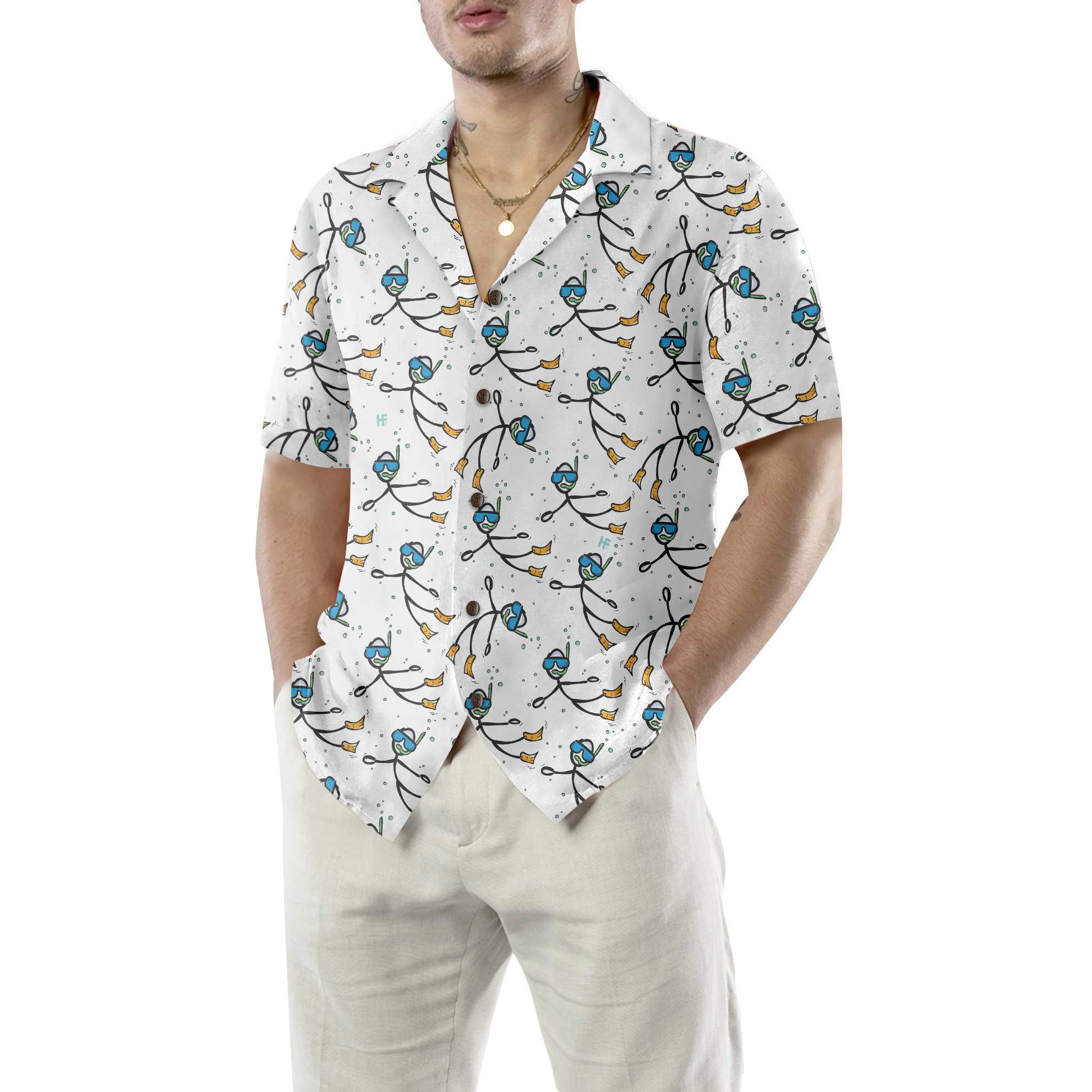 Stickfigures Scuba Diving Aloha Hawaiian Shirt For Summer, Scuba Diving Hawaiian Shirt For Men Women Adults, Best Gift For Friend, Scuba Diving Lovers - Image 5
