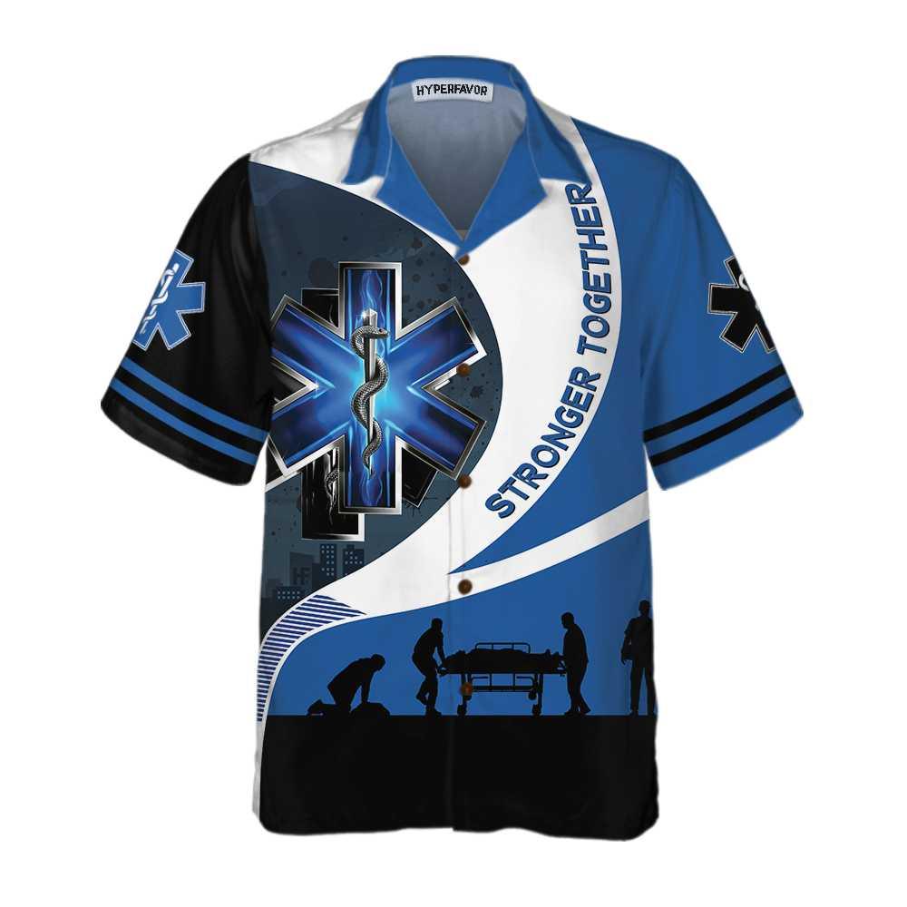 Strong Together Paramedic Aloha Hawaiian Shirt For Summer, Funny Blue Themed Hawaiian Shirt For Men Women Adults, Best Gift For Friend, Paramedic - Image 3