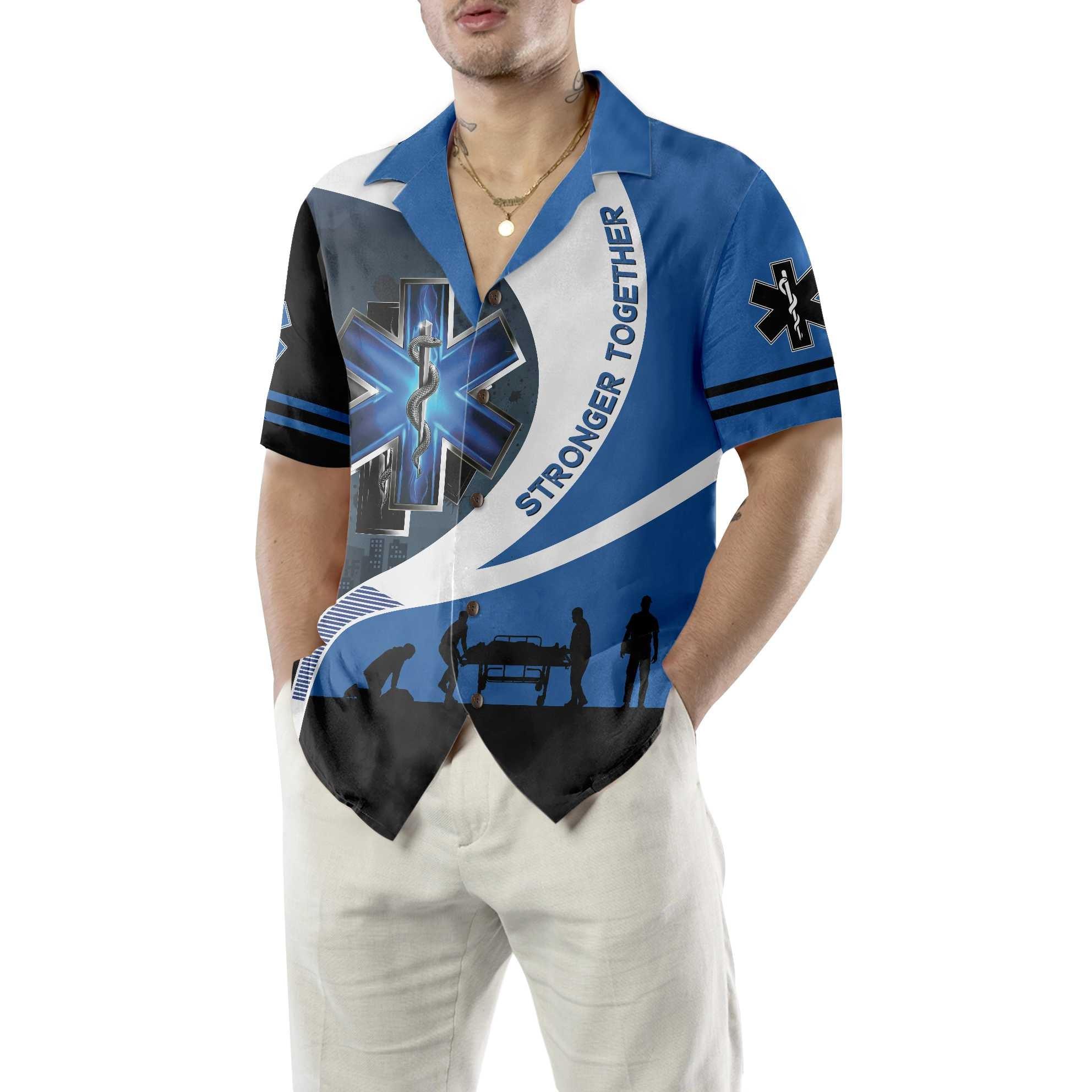 Strong Together Paramedic Aloha Hawaiian Shirt For Summer, Funny Blue Themed Hawaiian Shirt For Men Women Adults, Best Gift For Friend, Paramedic - Image 4
