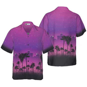Stylish Los Angeles Cityscape Hawaiian Shirt, Colorful Summer Aloha Shirts For Men Women, Perfect Gift For Husband, Wife, Friend, Family - Image 4