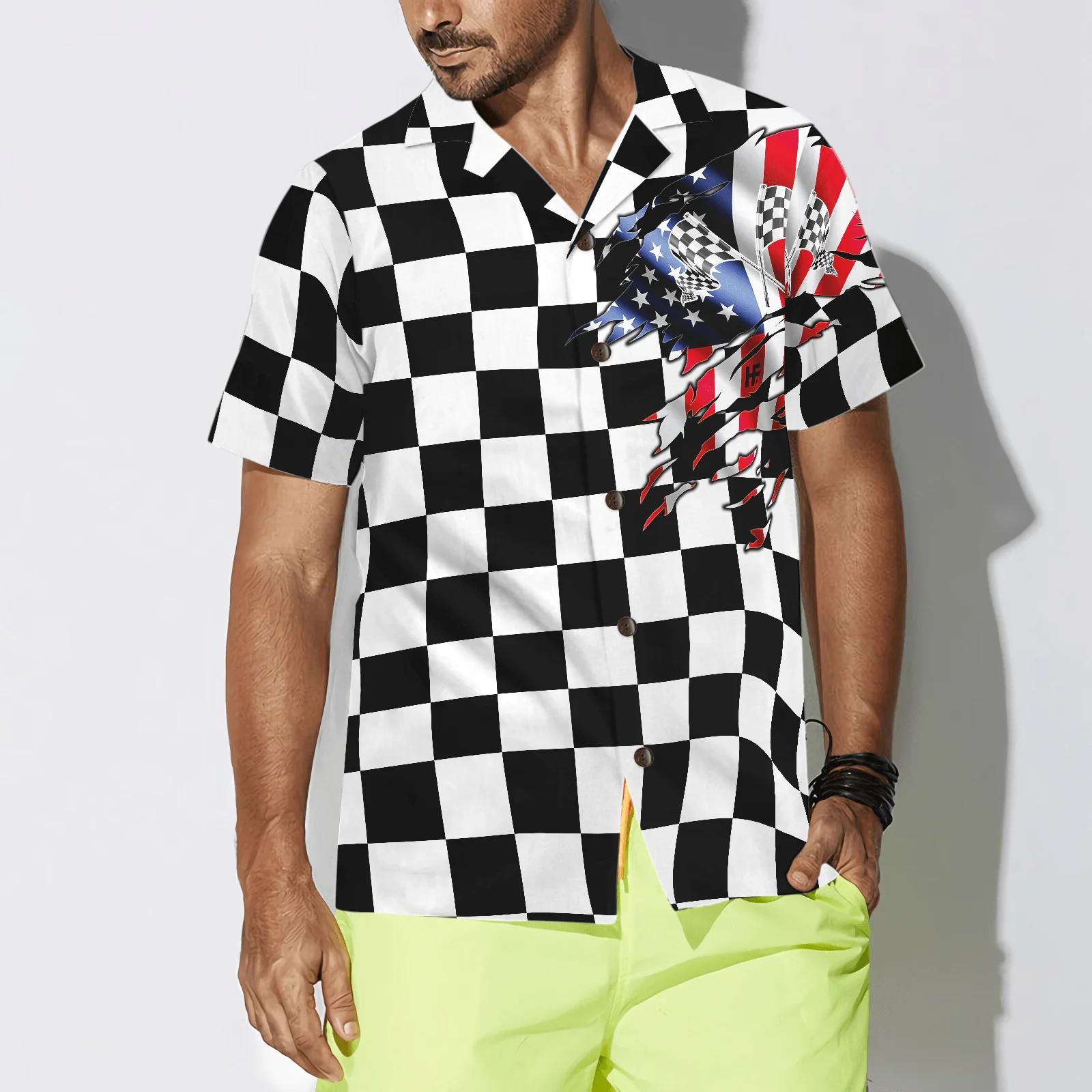 Summer Nights & Race Track Lights Hawaiian Shirt, Racing Flag Colorful Summer Aloha Shirt For Men Women, Perfect Gift For Friend, Racing Lovers - Image 3