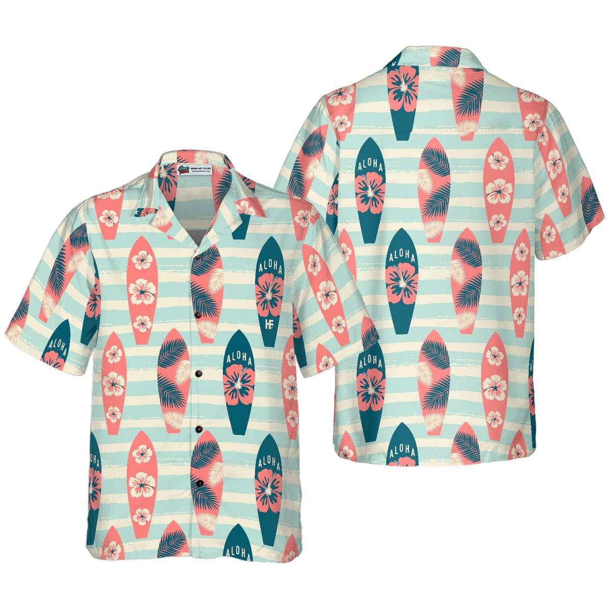 Surfboards Pattern Hawaiian Shirt, Surfboards Hawaiian Shirt, Colorful Summer Aloha Shirt- Perfect Gift For Men, Women, Friend, Family