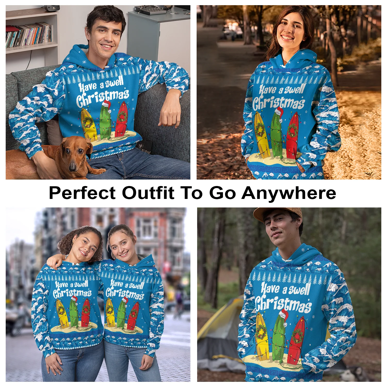 Surfer Swell Christmas Pullover Premium Hoodie Have A Swell Christmas, Perfect Outfit For Men And Women On Christmas New Year Autumn Winter - Image 3