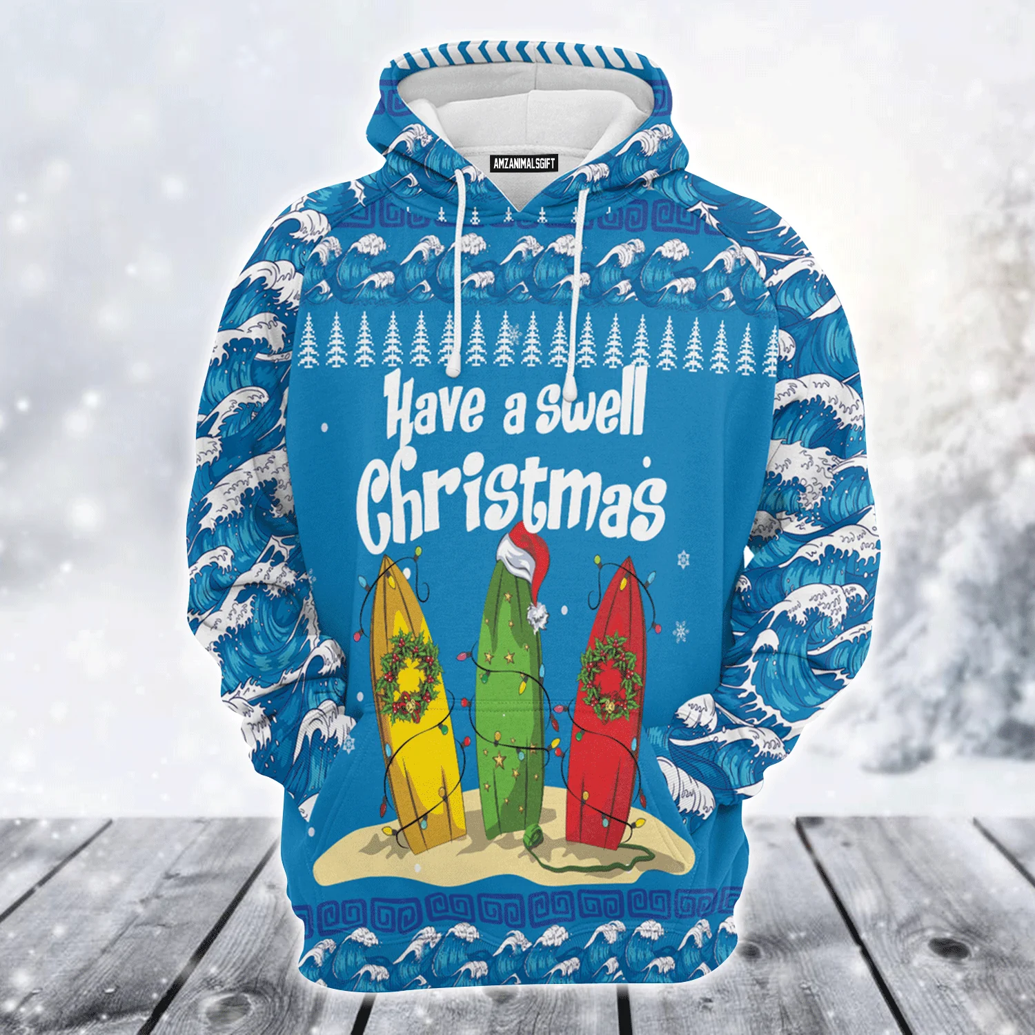 Surfer Swell Premium Christmas Hoodie, Have A Swell Christmas Unisex Hoodie For Men & Women - Perfect Gift For Christmas, Surfer Swell
