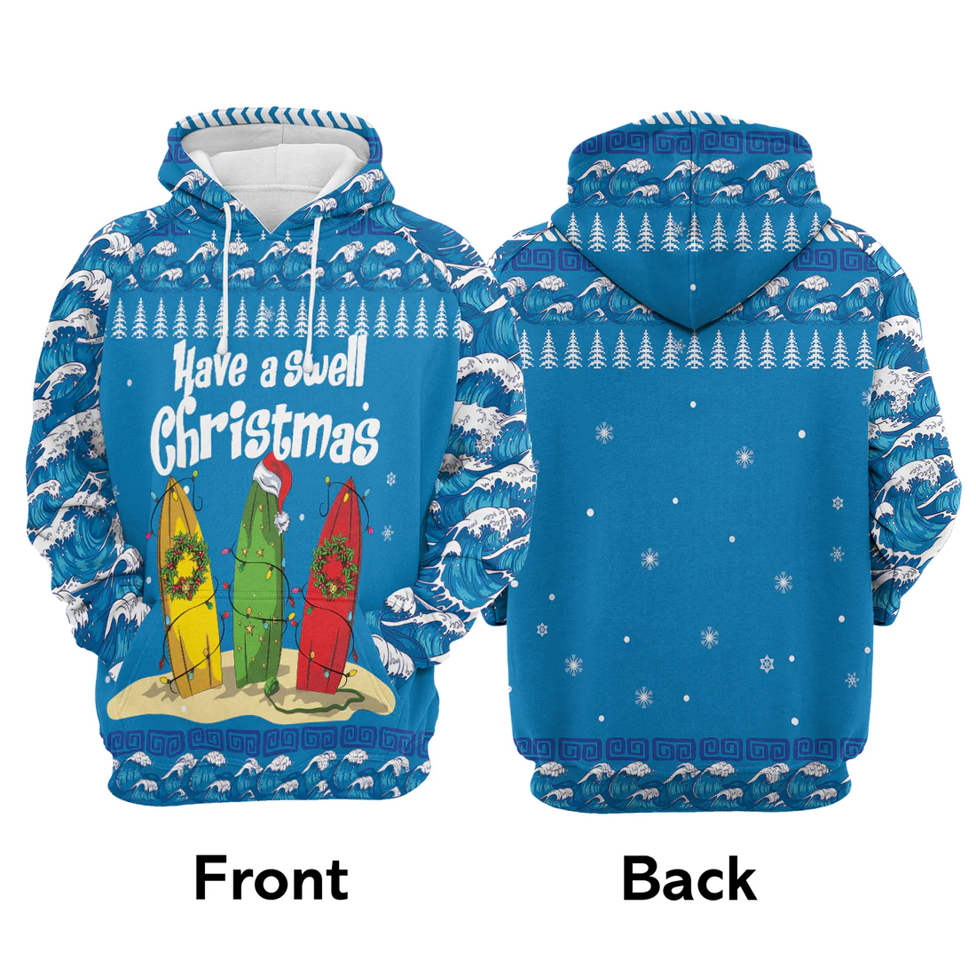 Surfer Swell Premium Christmas Hoodie, Have A Swell Christmas Unisex Hoodie For Men & Women - Perfect Gift For Christmas, Surfer Swell - Image 4