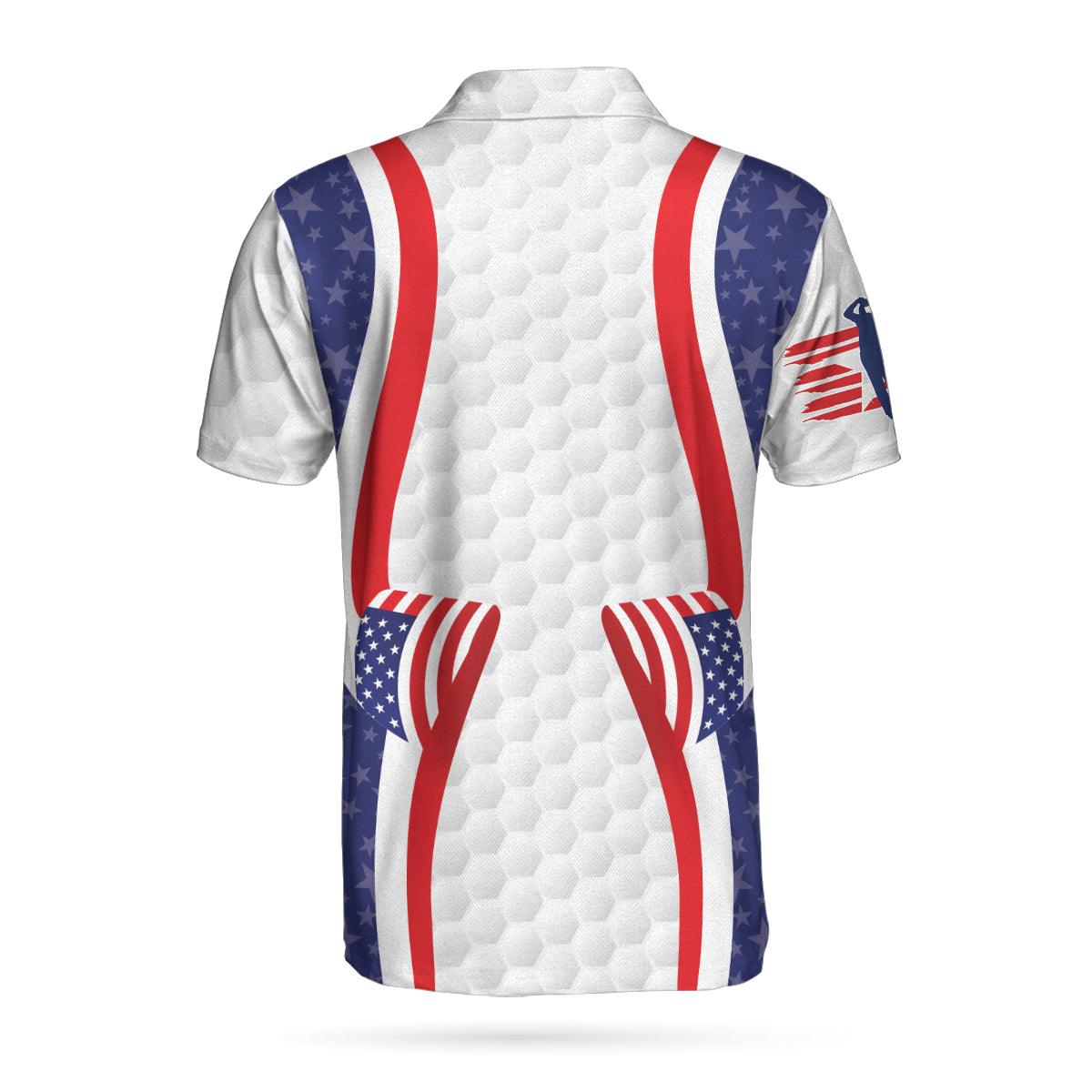 Symmetric Curve American Flag Golf Pattern Polo Shirt, USA Golf Polo Shirt, Patriotic Golf Shirt For Men - Best Gift For Golf Lovers - Image 2