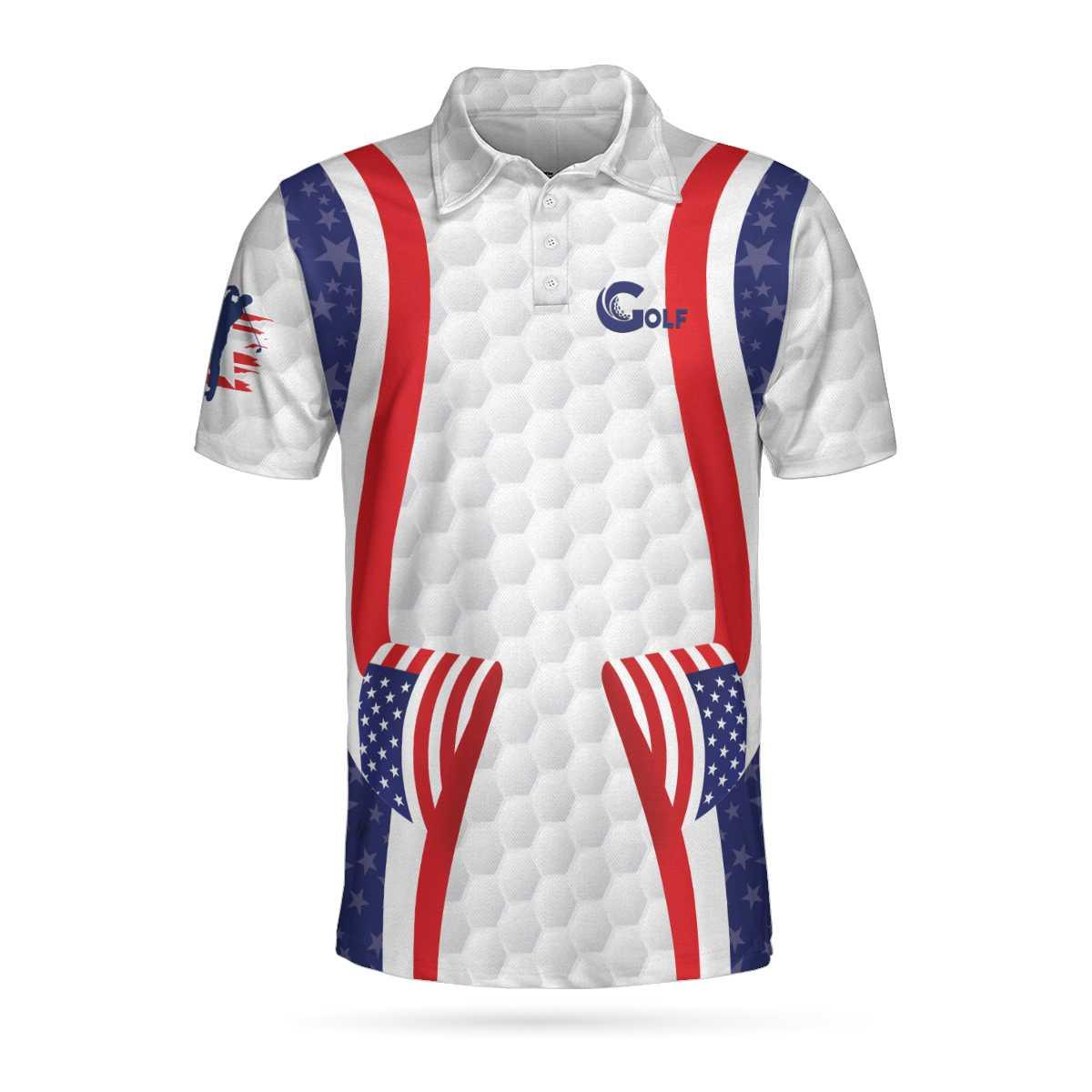Symmetric Curve American Flag Golf Pattern Polo Shirt, USA Golf Polo Shirt, Patriotic Golf Shirt For Men - Best Gift For Golf Lovers - Image 3