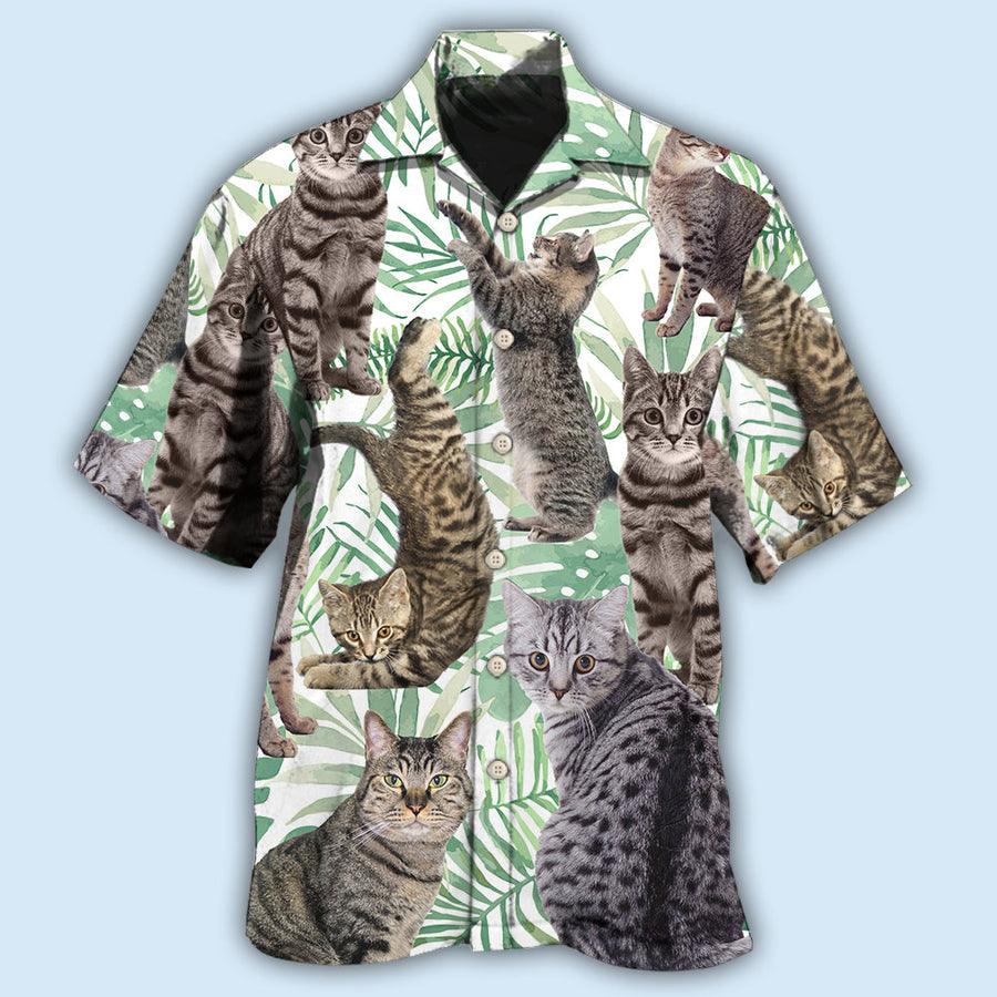Tabby Cat Hawaiian Shirt For Summer, Cat Tropical Leaf  Aloha Shirts, Best Colorful Cool Cat Hawaiian Shirts For Men Women, Friend, Team, Cat Lover - Image 2