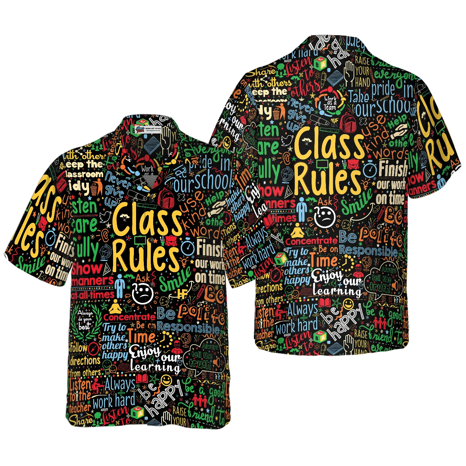 Teacher Hawaiian Shirt, Class Rules Teacher Aloha Shirt For Men And Women - Perfect Gift For Teacher, Husband, Boyfriend, Friend, Family