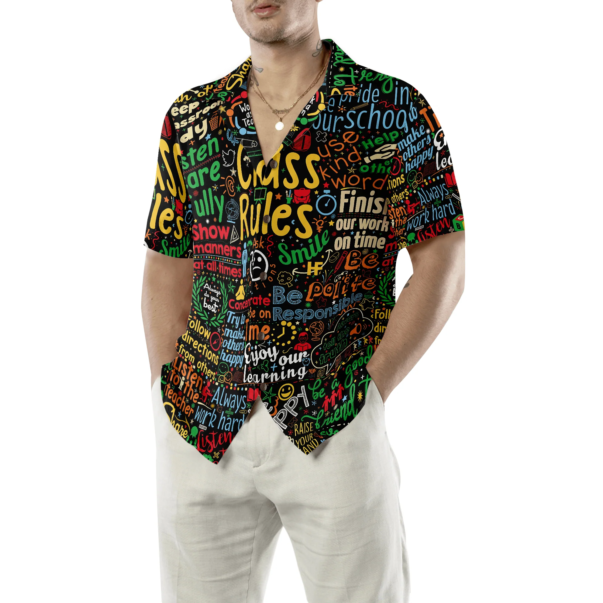 Teacher Hawaiian Shirt, Class Rules Teacher Aloha Shirt For Men And Women - Perfect Gift For Teacher, Husband, Boyfriend, Friend, Family - Image 5