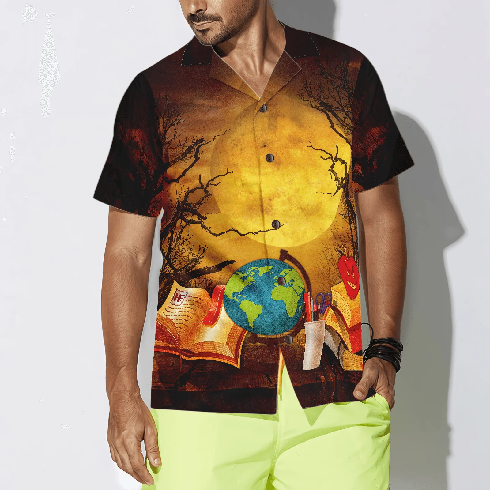 Teacher Hawaiian Shirt, Halloween, This Is My Scary Teacher Costume Aloha Shirt For Men - Perfect Gift For Teacher, Husband, Boyfriend, Friend, Family - Image 4