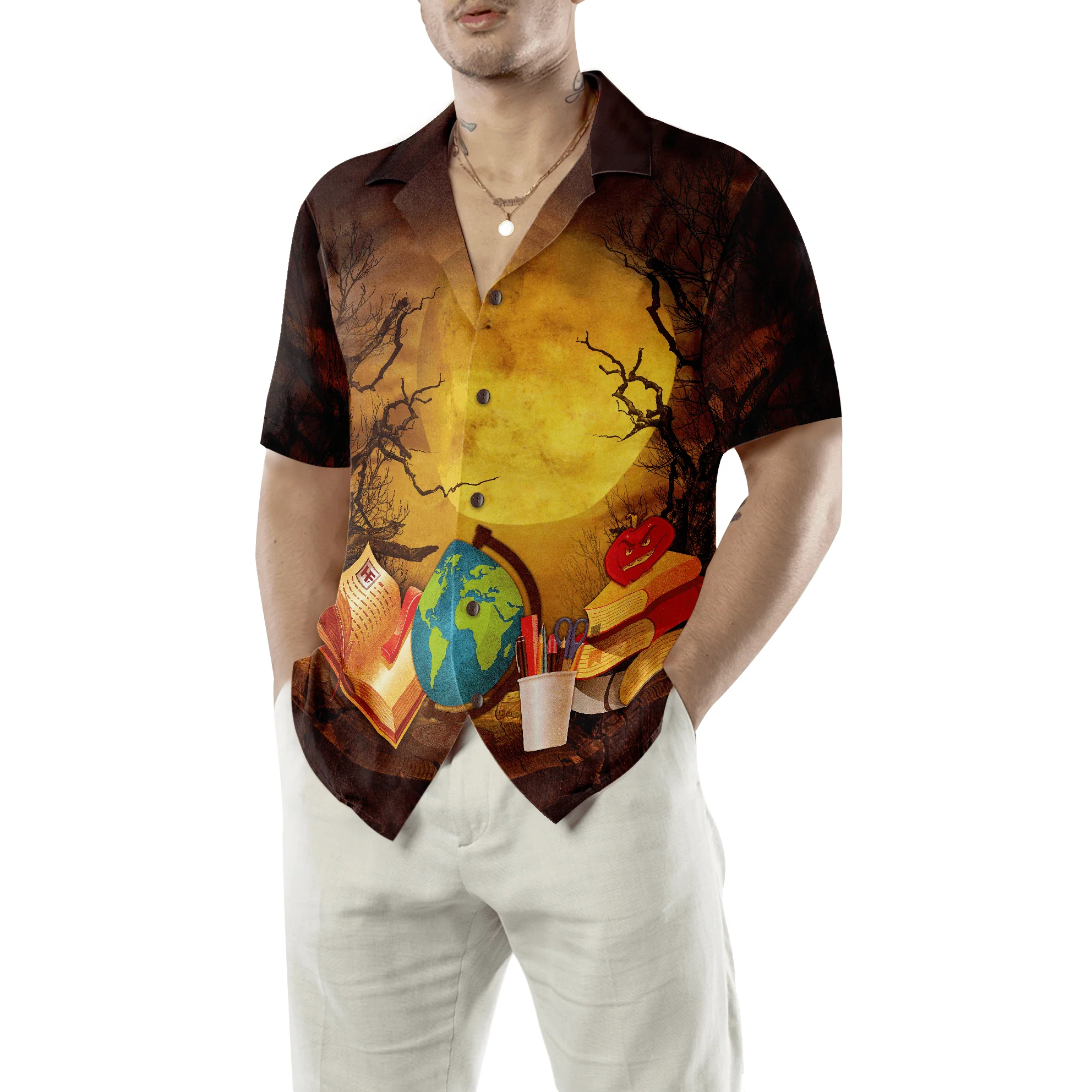 Teacher Hawaiian Shirt, Halloween, This Is My Scary Teacher Costume Aloha Shirt For Men - Perfect Gift For Teacher, Husband, Boyfriend, Friend, Family - Image 5