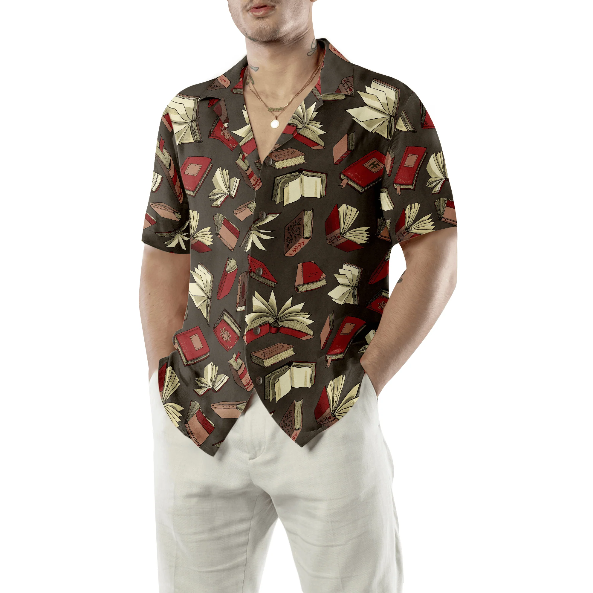 Teacher Hawaiian Shirt, Vintage Book In The Library Teacher Aloha Shirt For Men - Perfect Gift For Teacher, Husband, Boyfriend, Friend, Family - Image 3