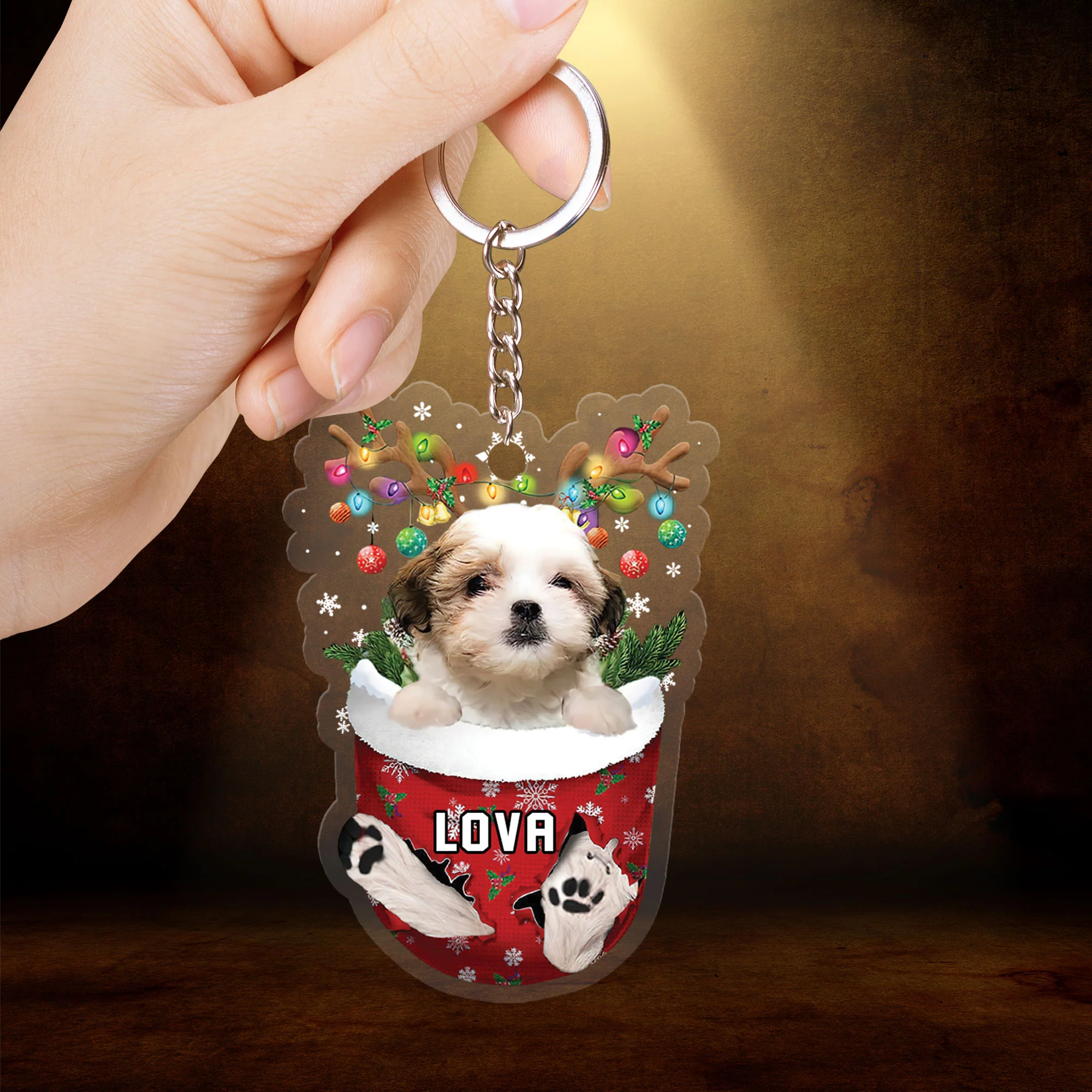 Teddy Bear Dog In Snow Pocket Christmas Car Ornament - Christmas Gift For Teddy Bear Dog Lovers, Dog Lovers - Image 3