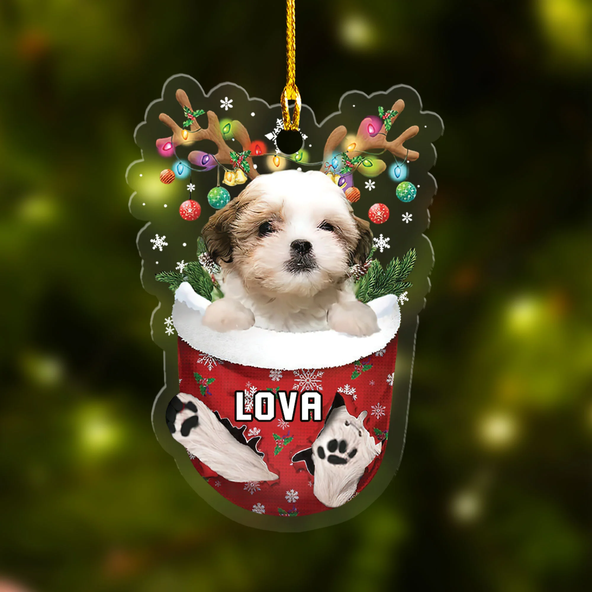 Teddy Bear Dog In Snow Pocket Christmas Car Ornament - Christmas Gift For Teddy Bear Dog Lovers, Dog Lovers - Image 5