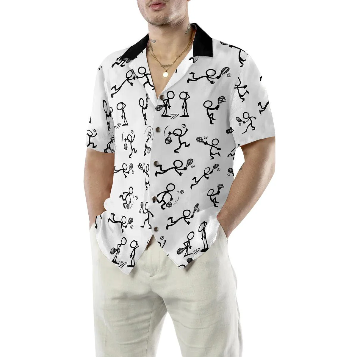 Tennis Aloha Hawaiian Shirt, Stick Figures Tennis Aloha Shirt, Tennis Hawaiian Shirt For Summer - Perfect Gift For Men, Women, Tennis Lover, Friend - Image 5