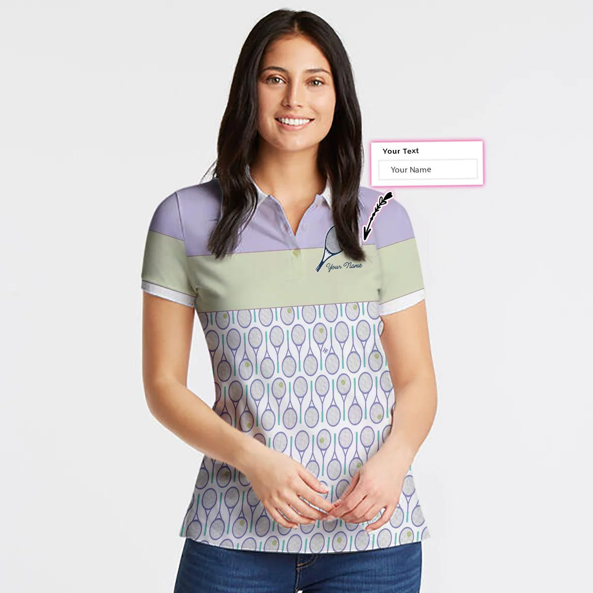 Tennis Custom Name Women Polo Shirt, Tennis In Purple Pattern Personalized Women Polo Shirts, Best Gift For Ladies, Tennis Lovers, Female Players - Image 5