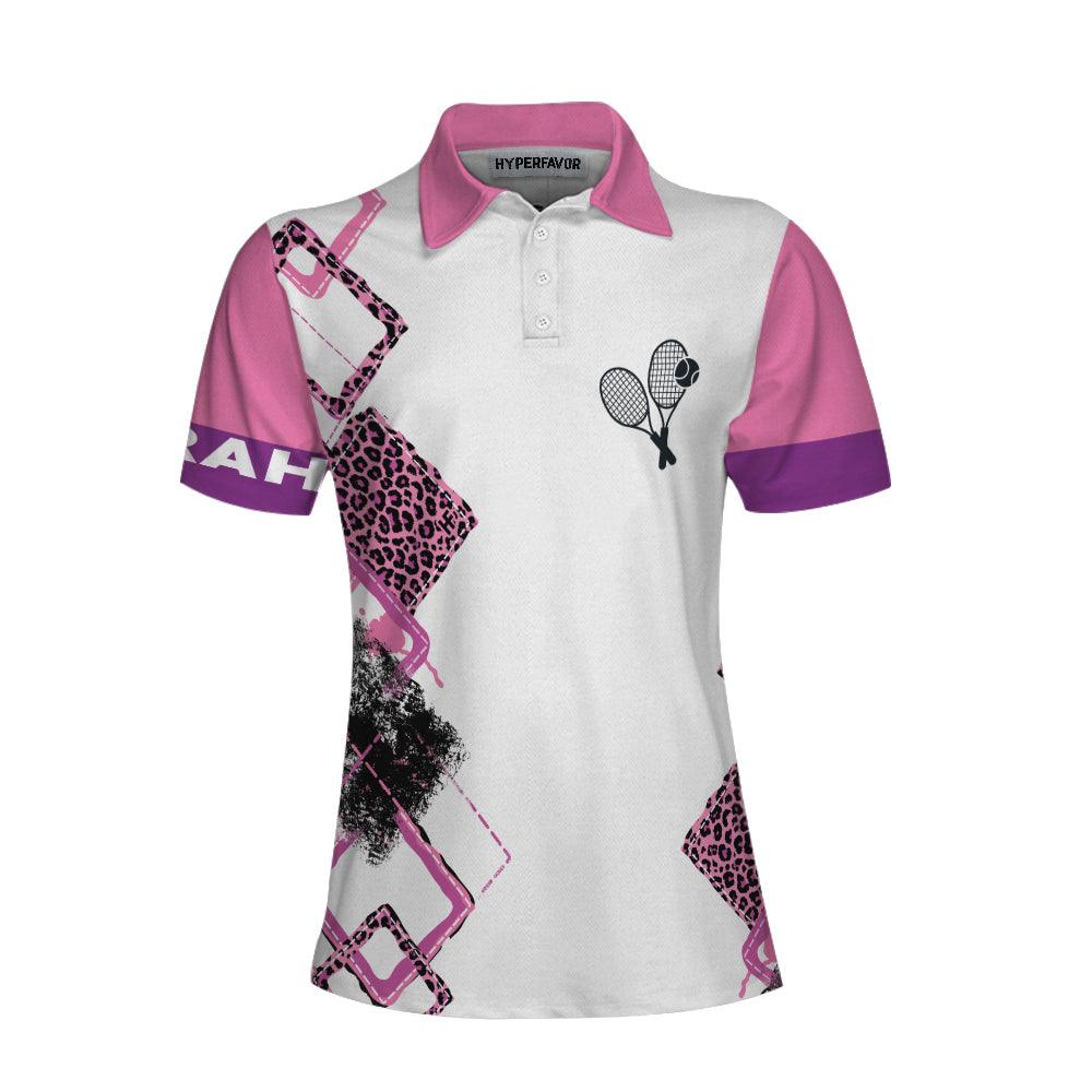 Tennis Custom Name Women Polo Shirt, Weekend Forecast Tennis Personalized Pink Leopard Tennis Women Polo Shirts, Best Gift For Ladies, Tennis Lovers - Image 2