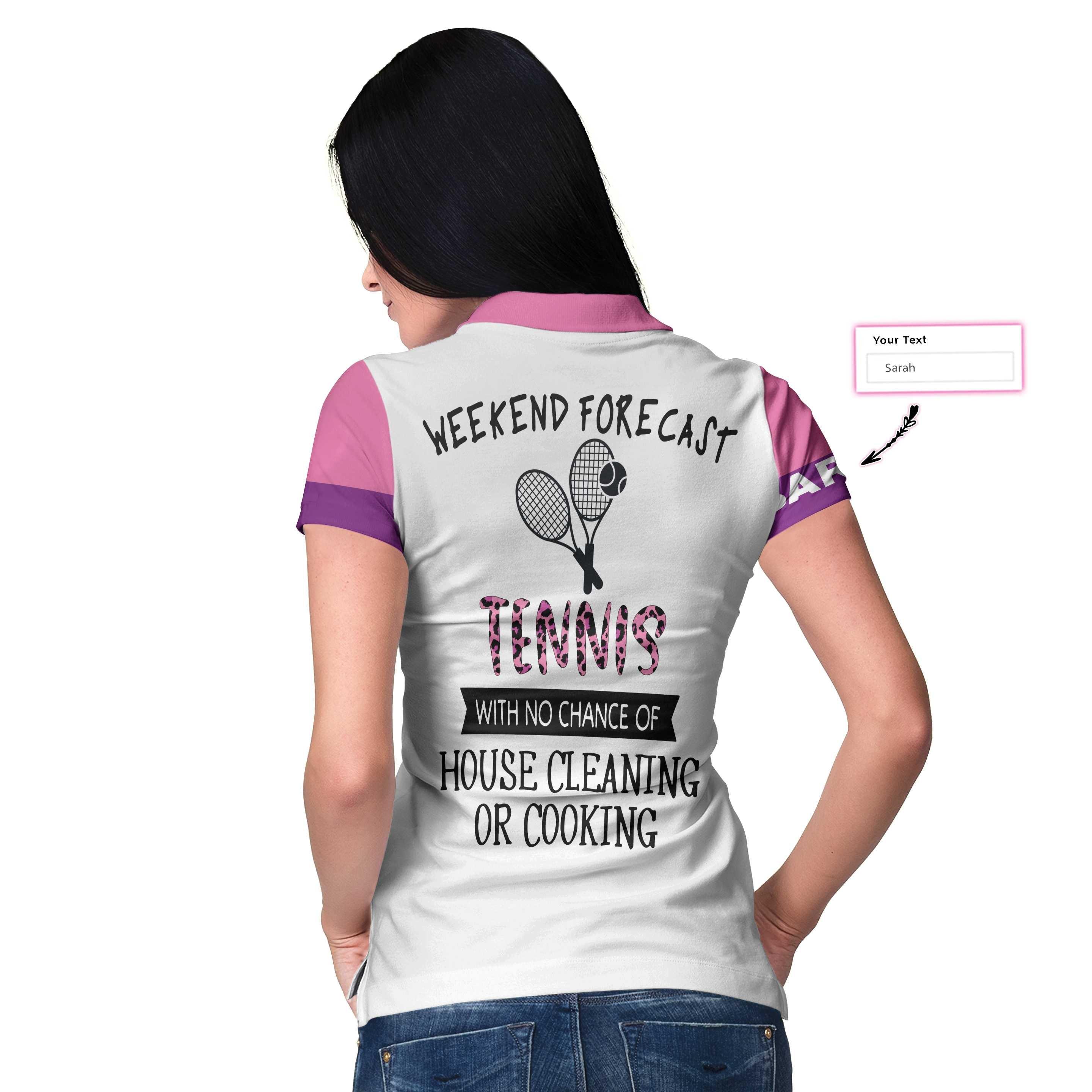 Tennis Custom Name Women Polo Shirt, Weekend Forecast Tennis Personalized Pink Leopard Tennis Women Polo Shirts, Best Gift For Ladies, Tennis Lovers - Image 5