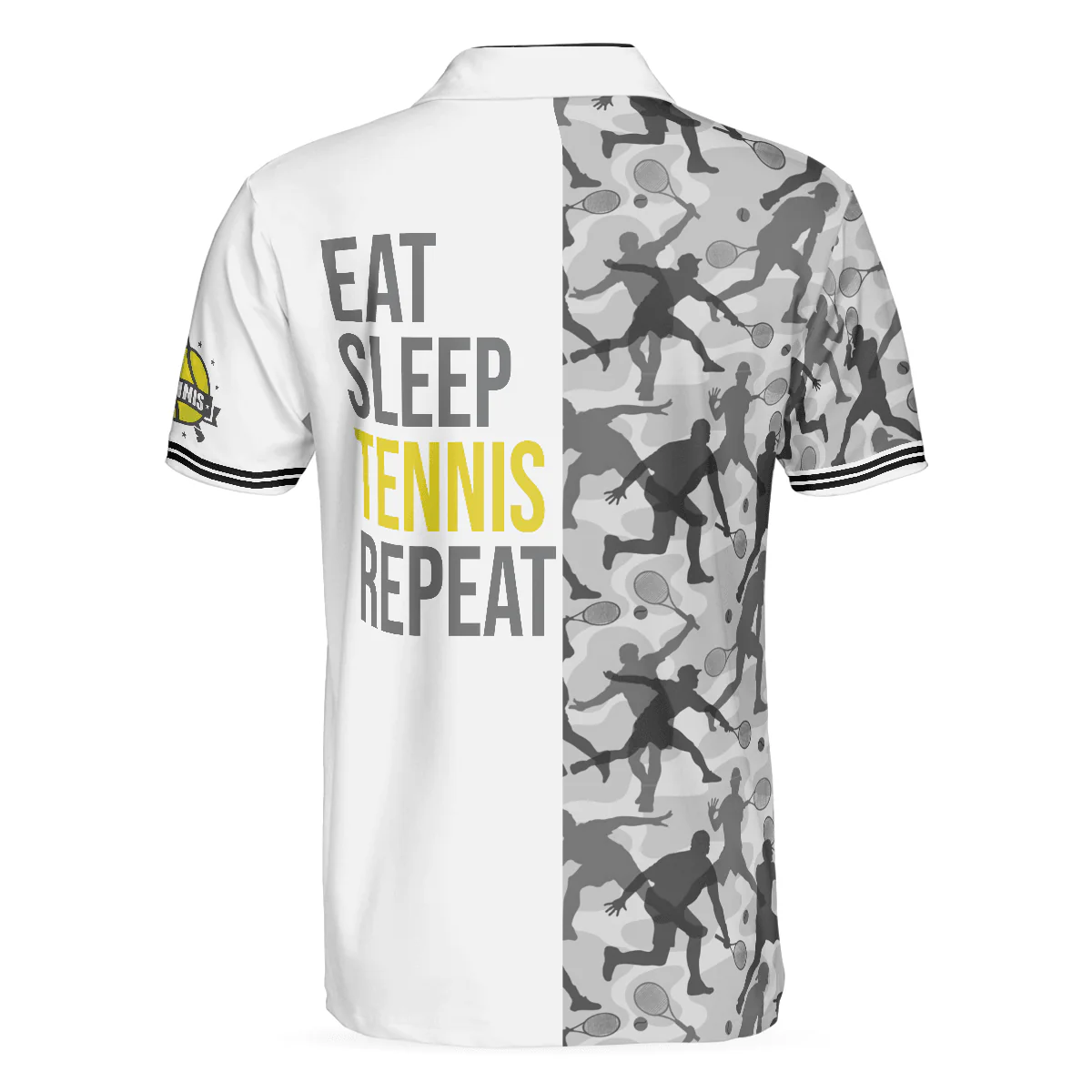 Tennis Men Polo Shirt, Eat Sleep Tennis Repeat Shirt For Male Players, Best Tennis Themed Polo Shirt, Tennis Gift For Men - Image 2