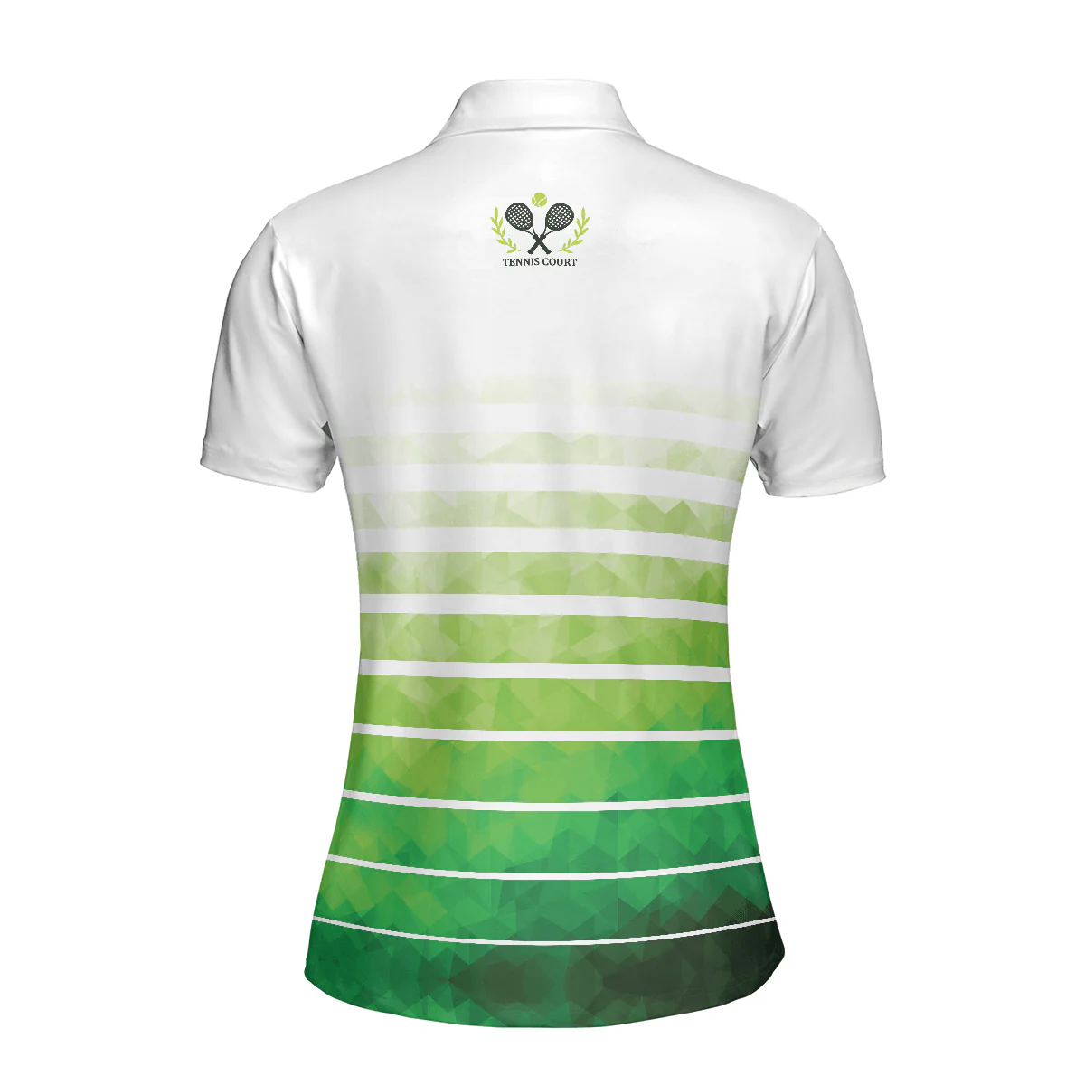 Tennis Women Polo Shirt, Abstract Green Geometric Tennis Women Polo Shirts, Best Gift For The Tennis Players And Tennis Lovers - Image 3