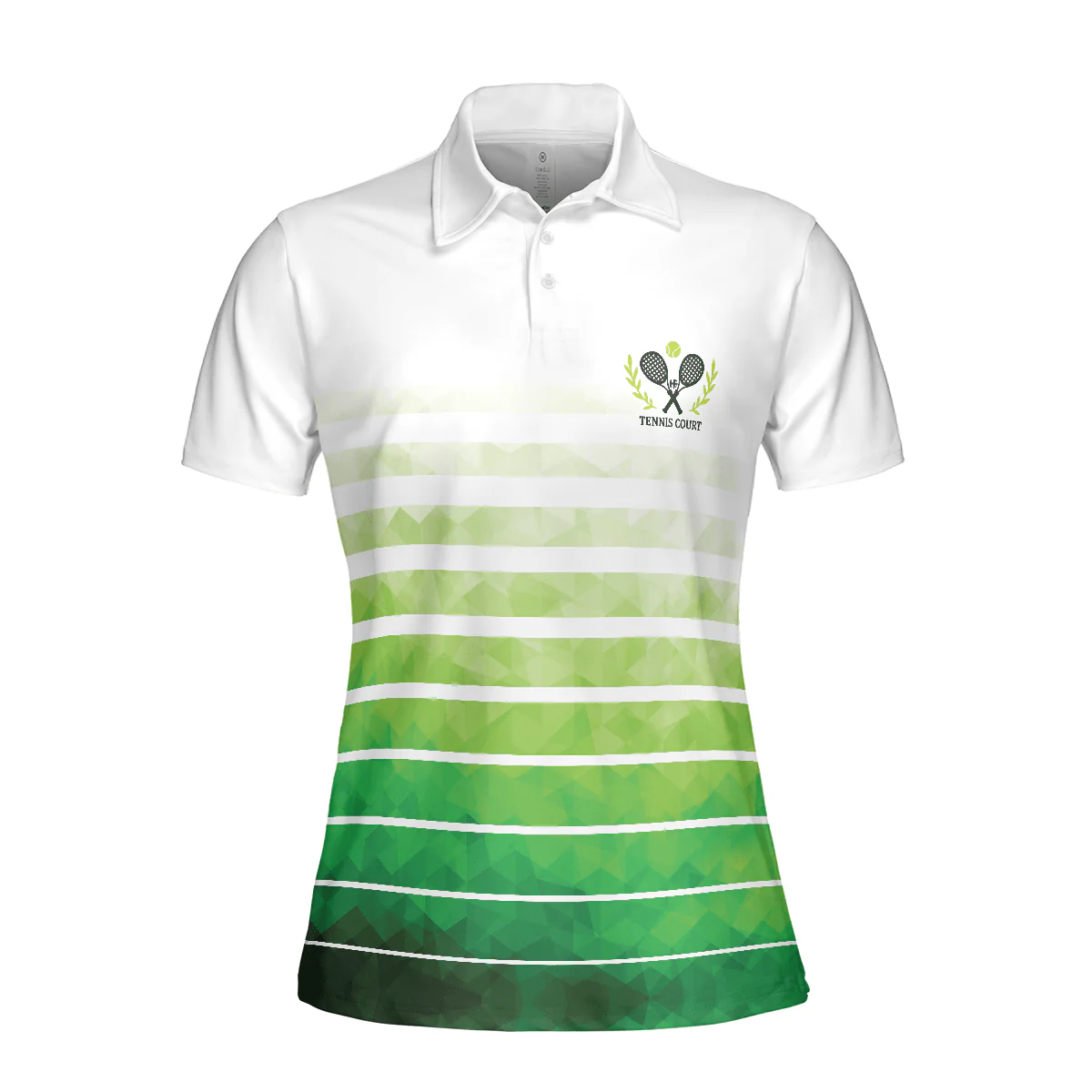 Tennis Women Polo Shirt, Abstract Green Geometric Tennis Women Polo Shirts, Best Gift For The Tennis Players And Tennis Lovers - Image 4