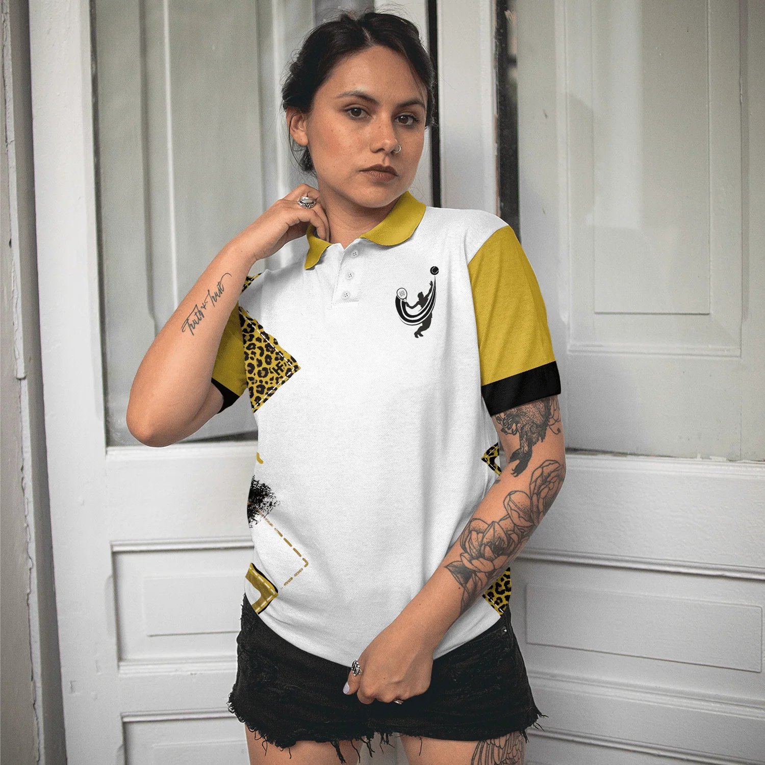 Tennis Women Polo Shirt, Grab Your Balls We're Going To Play Tennis, White And Yellow Tennis Women Polo Shirts, Unique Gift For Ladies, Tennis Lovers - Image 5