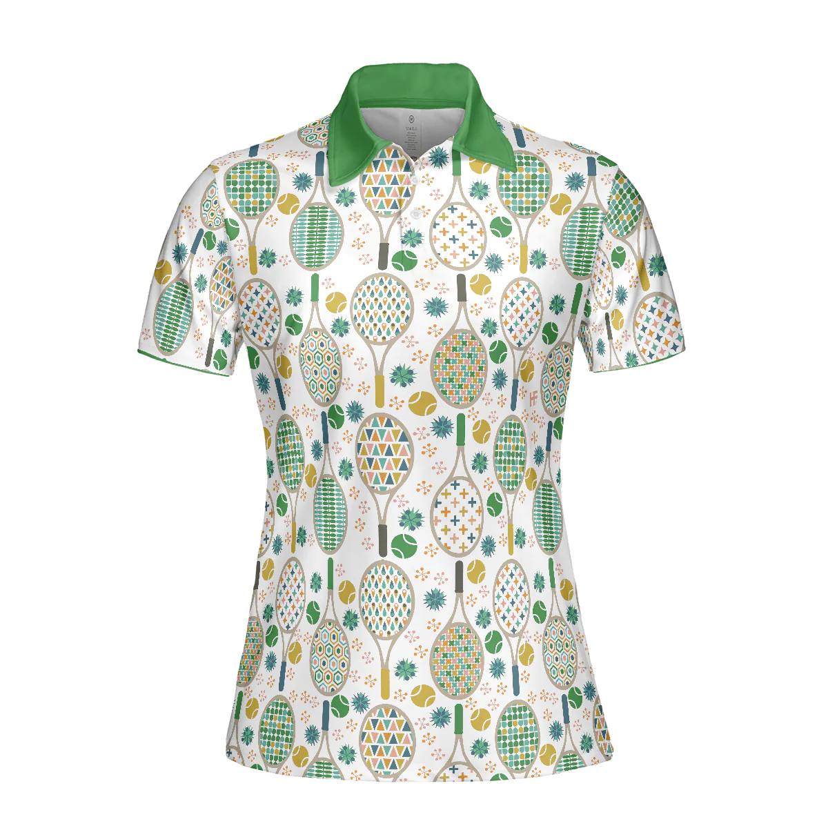 Tennis Women Polo Shirt, Green And Golden Tennis Pattern Women Polo Shirts, Unique Gift For Female Tennis Players, Ladies, Tennis Lovers - Image 4