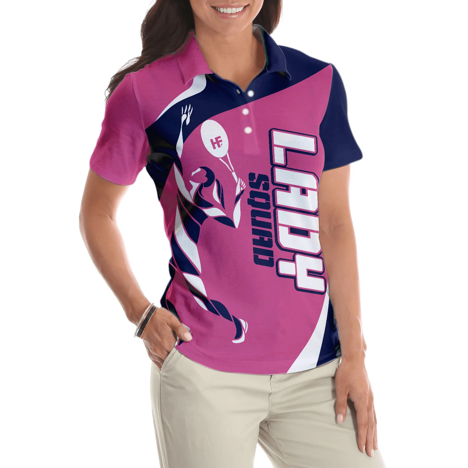 Tennis Women Polo Shirt, Pink Lady Squad Women Polo Shirts - Perfect Gift For Female, Ladies, Tennis Players, Tennis Lovers - Image 4