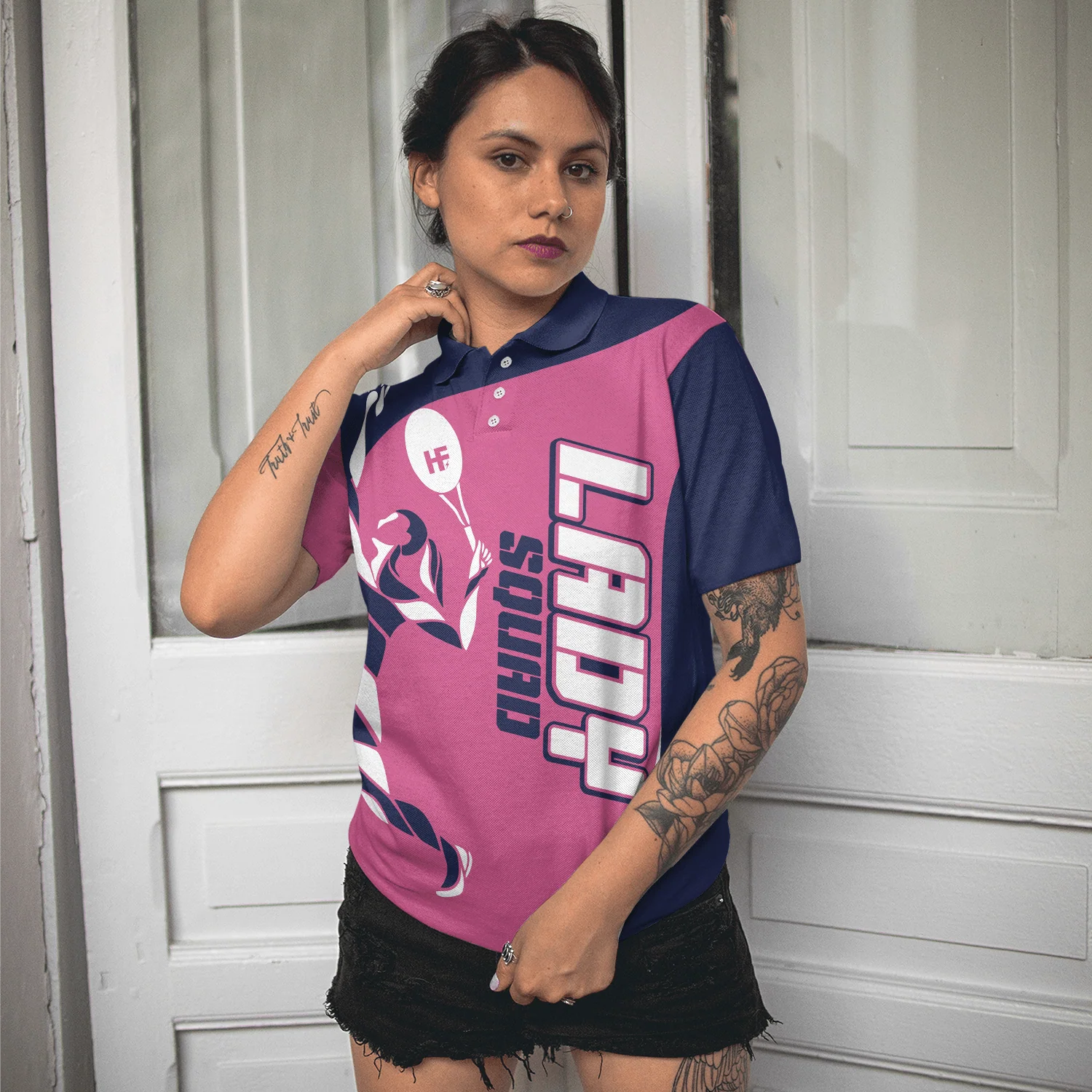 Tennis Women Polo Shirt, Pink Lady Squad Women Polo Shirts - Perfect Gift For Female, Ladies, Tennis Players, Tennis Lovers - Image 6