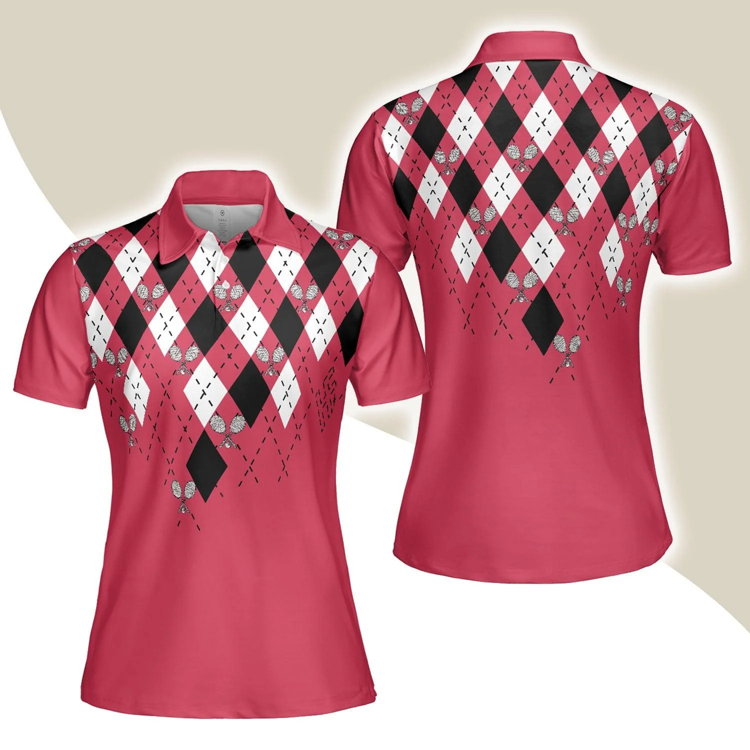 Tennis Women Polo Shirt, Tennis Shirt With Argyle Pattern Women Polo Shirt - Perfect Gift For Women, Ladies, Tennis Lovers