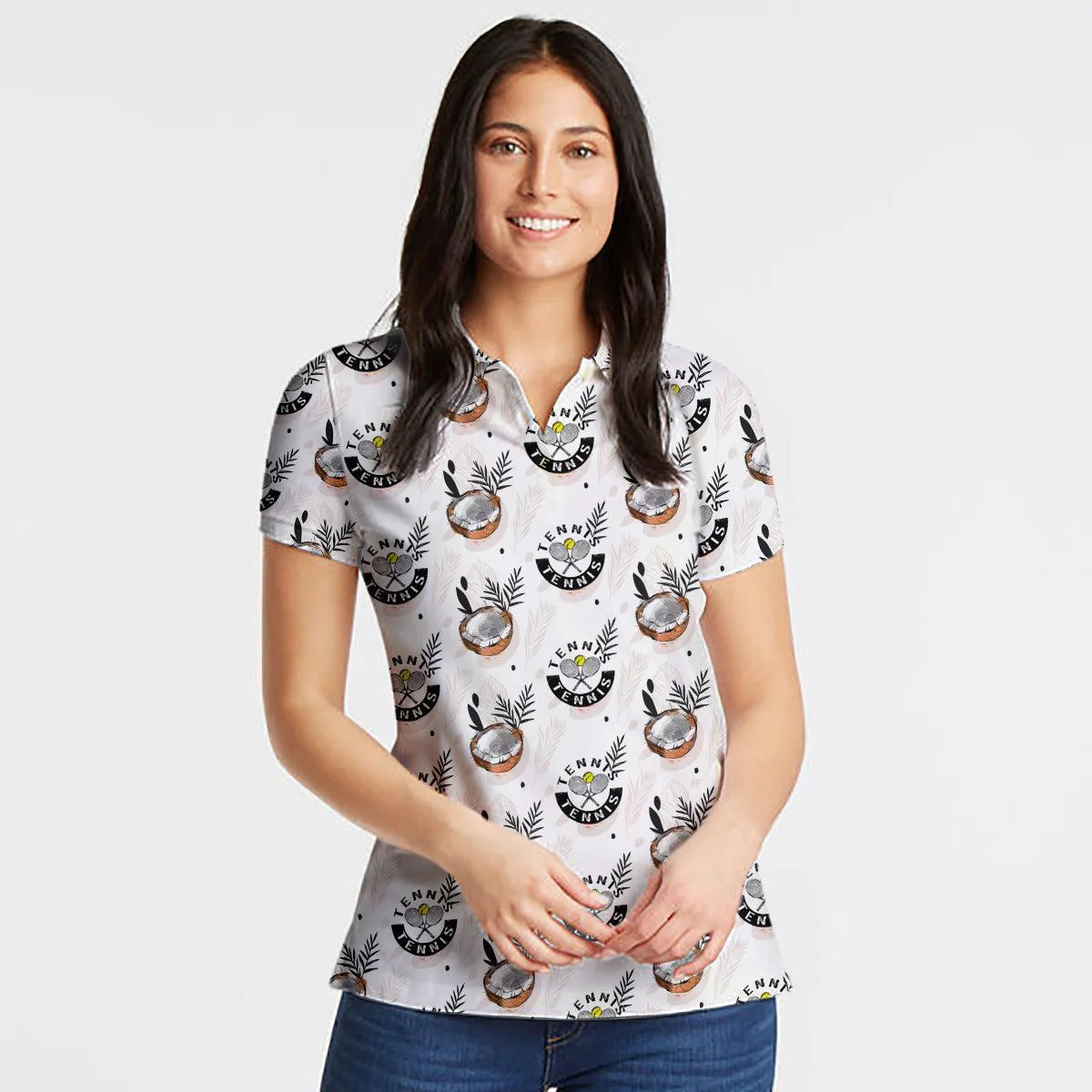Tennis Women Polo Shirt - Tropical Coconut Tennis Shirt For Women Polo Shirt - Perfect Gift For Women, Tennis Lover - Image 5