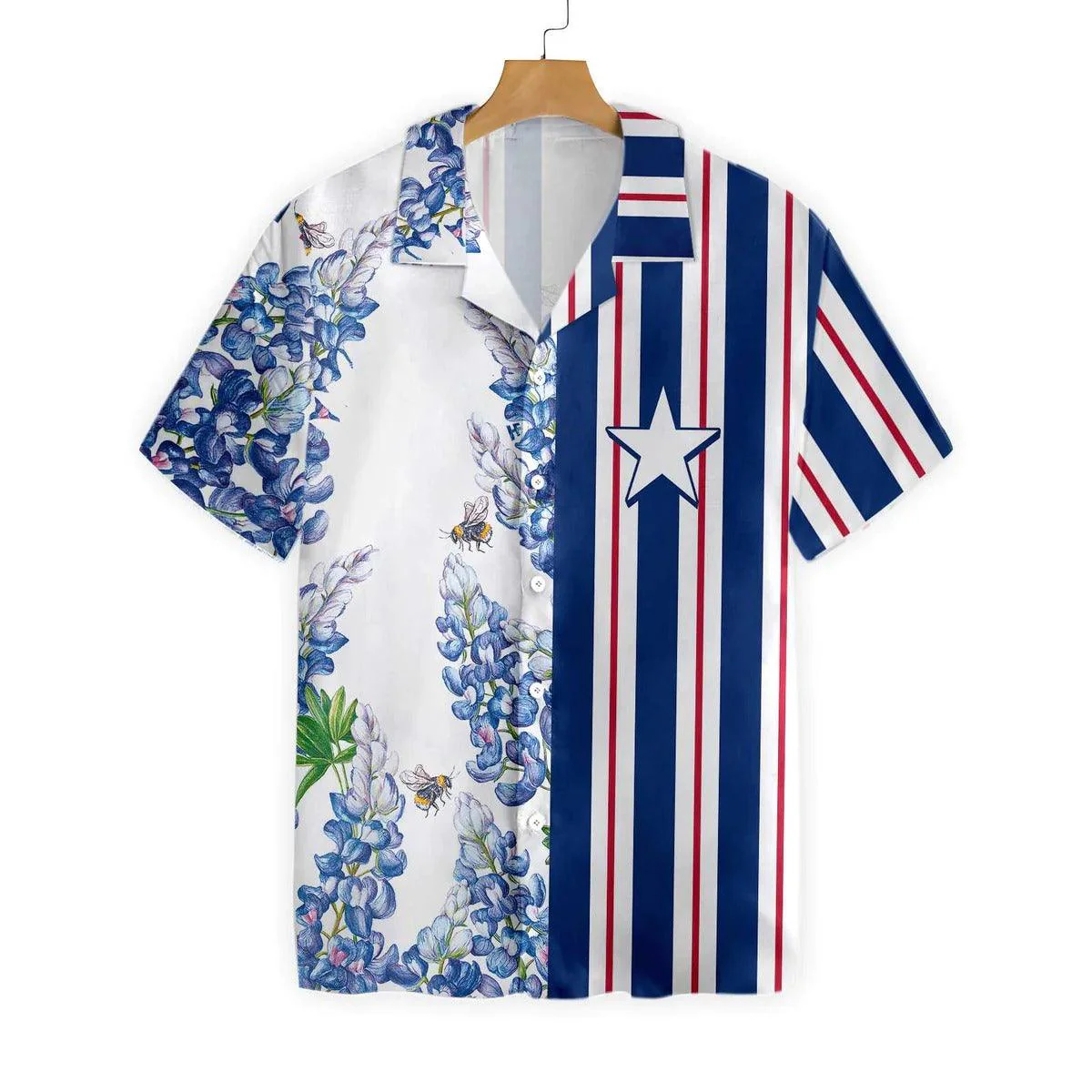 Texas Flag Aloha Hawaiian Shirt, Stripe Pattern Texas Flag Aloha Shirt, Floral Hawaiian Shirt For Summer - Perfect Gift For Men, Women, Friend, Family