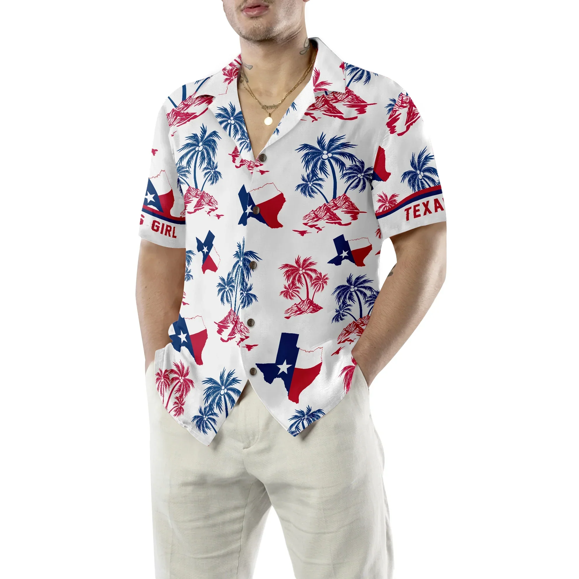 Texas Flag And Palm Tree Pattern Hawaiian Shirt, Texas Girl, Patriotic Texas, Proud Texas, Summer Aloha Shirt Perfect Gift For Men Women - Image 4
