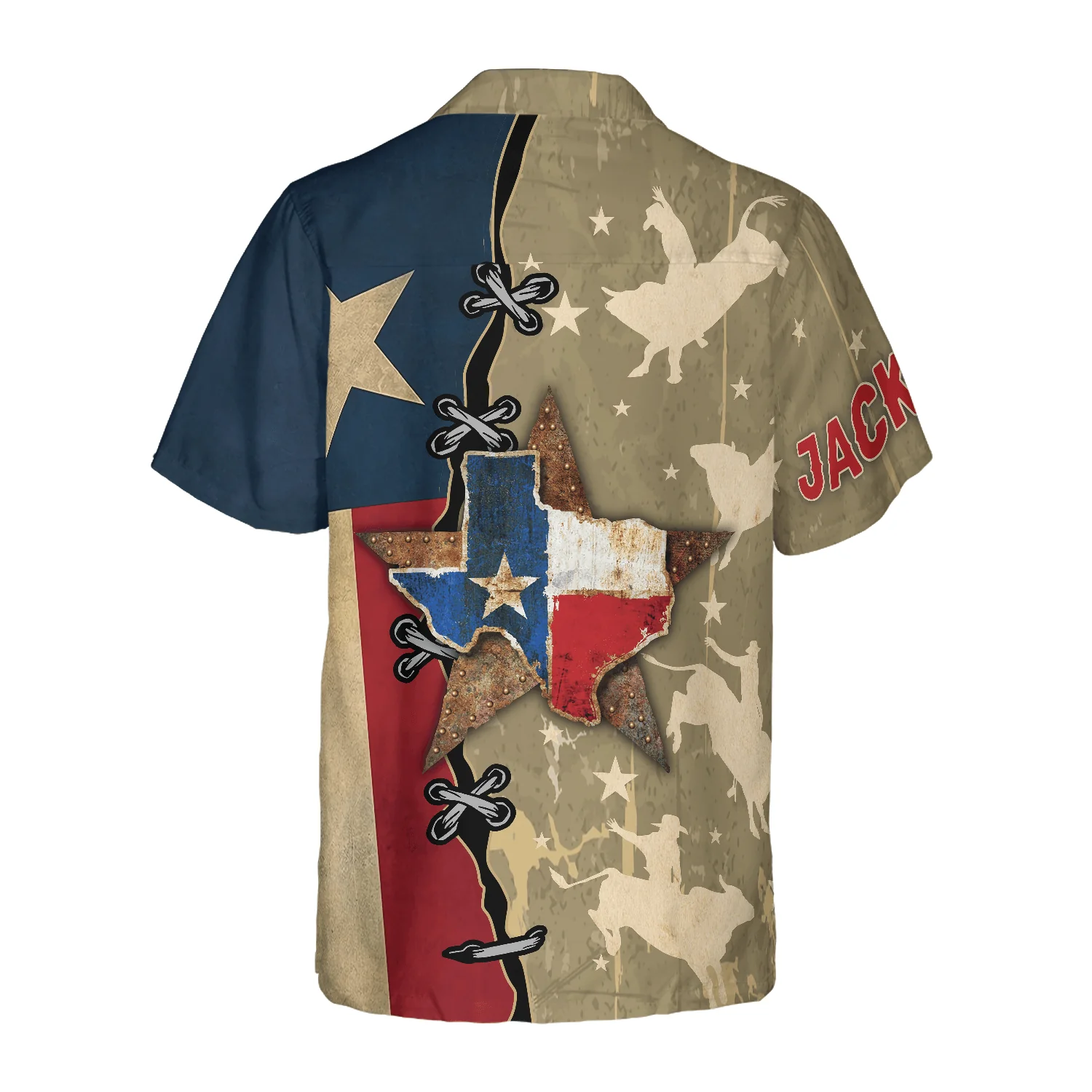 Texas Flag & Rodeo Texas Custom Name Hawaiian Shirt, Summer Aloha Shirt Perfect Gift For Men Women, Personalized Unique Texas Shirt For Texas Lovers - Image 2